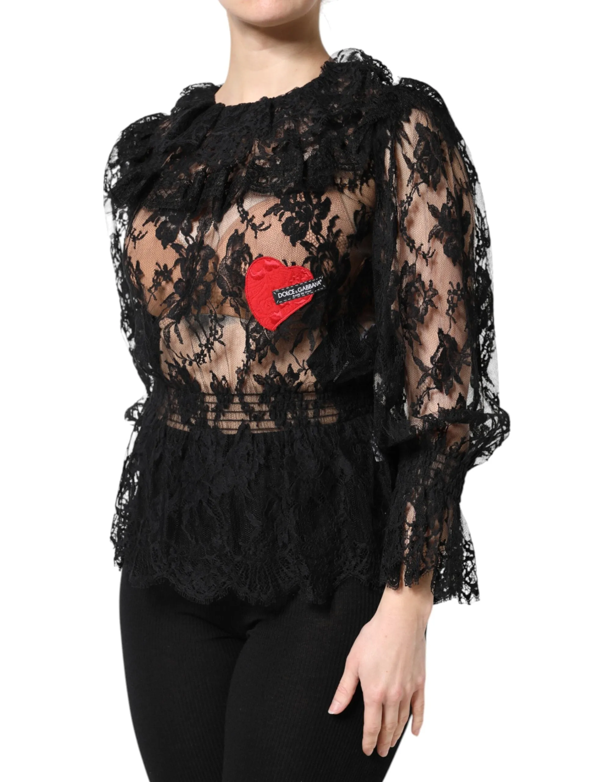 Black Cotton Floral Lace Women Blouse Top sold by Lord & Taylor product image thumbnail 3