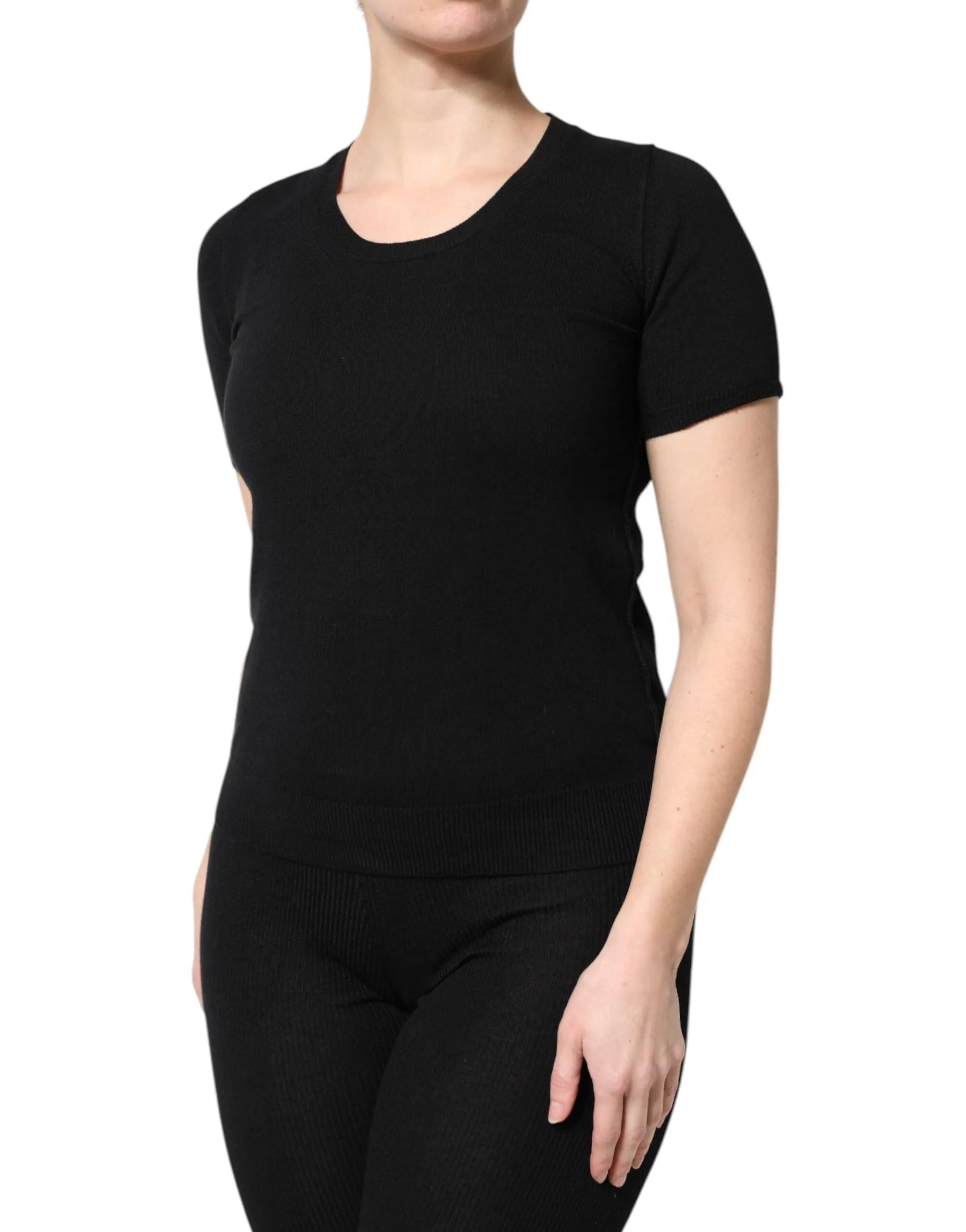 Black Cotton Round Neck Short Sleeve T-shirt sold by Lord & Taylor product image thumbnail 3