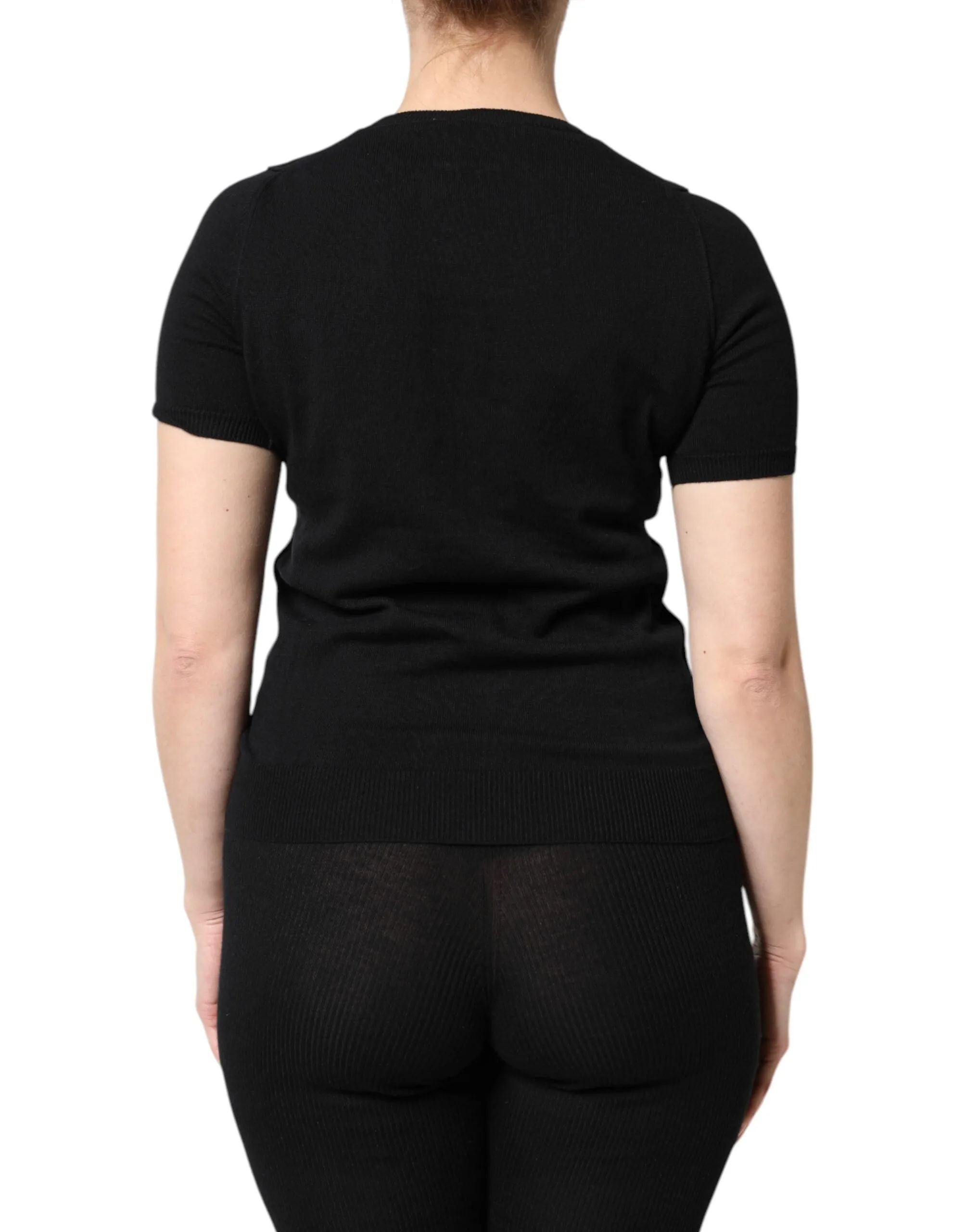 Black Cotton Round Neck Short Sleeve T-shirt sold by Lord & Taylor product image thumbnail 4