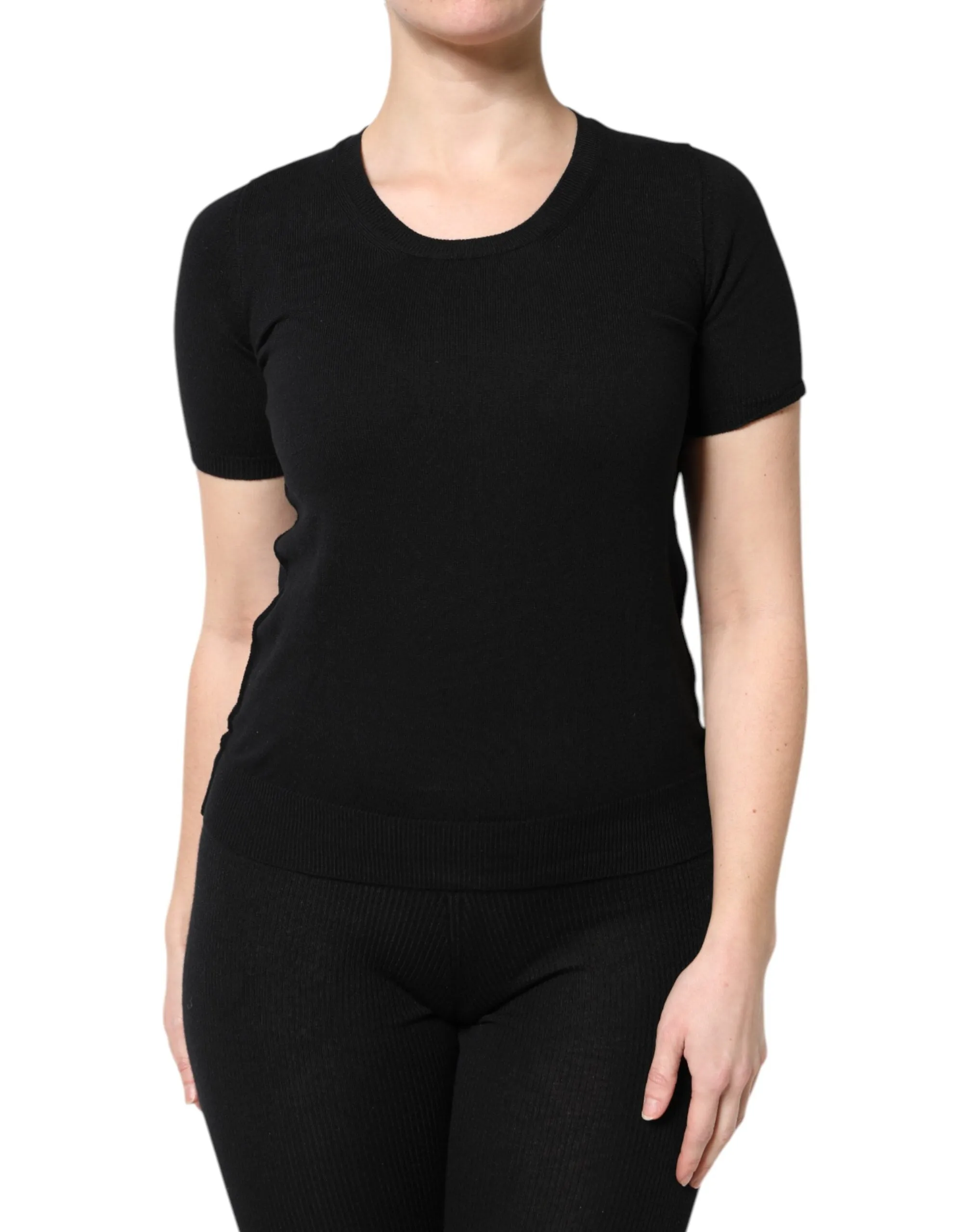 Black Cotton Round Neck Short Sleeve T-shirt sold by Lord & Taylor