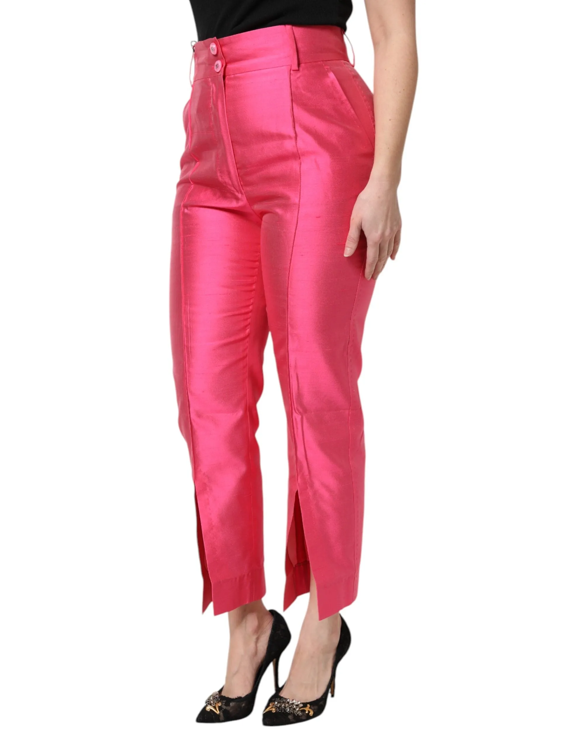 Pink Silk High Waist Tapered Pants sold by Lord & Taylor product image thumbnail 3