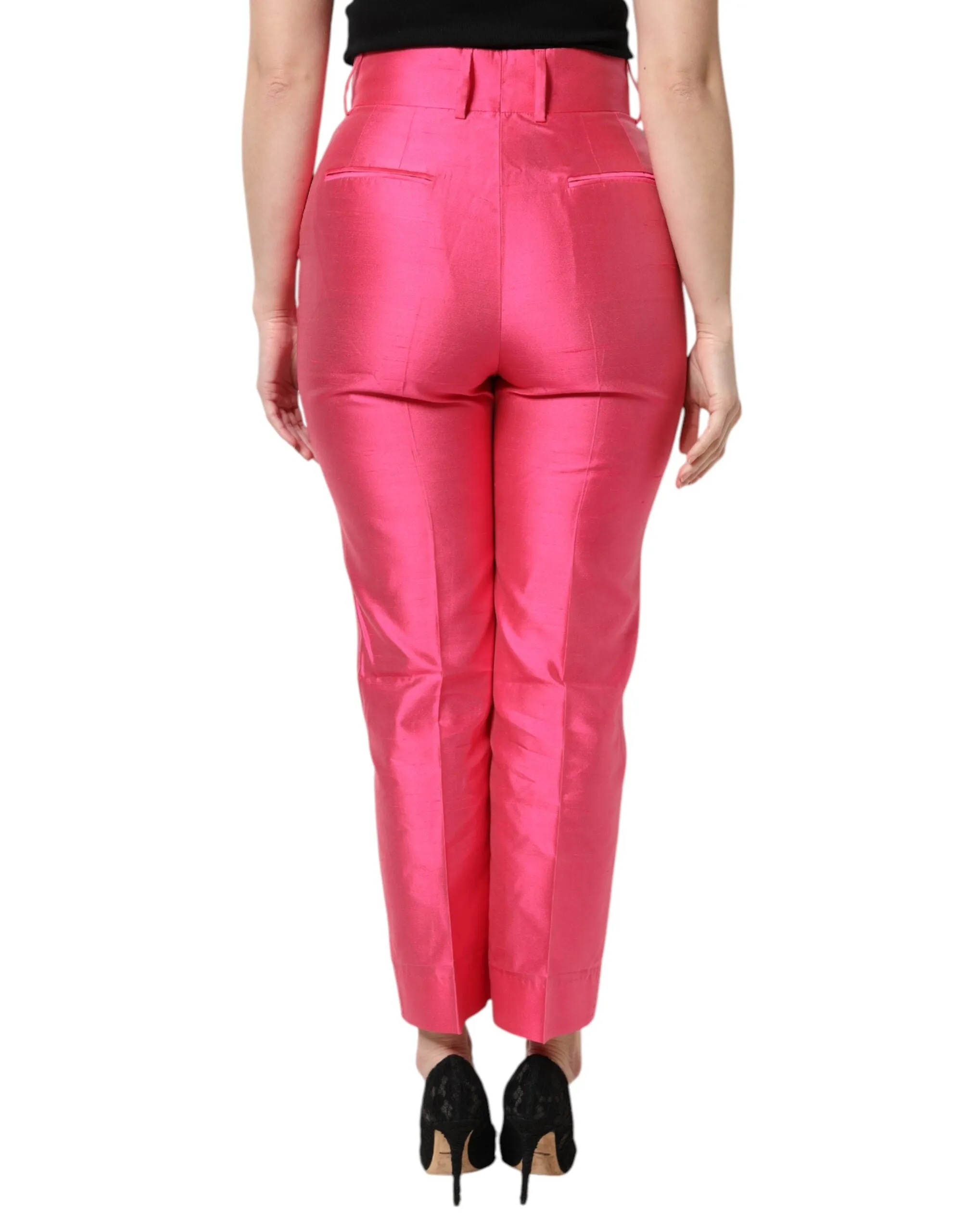 Pink Silk High Waist Tapered Pants sold by Lord & Taylor product image thumbnail 4