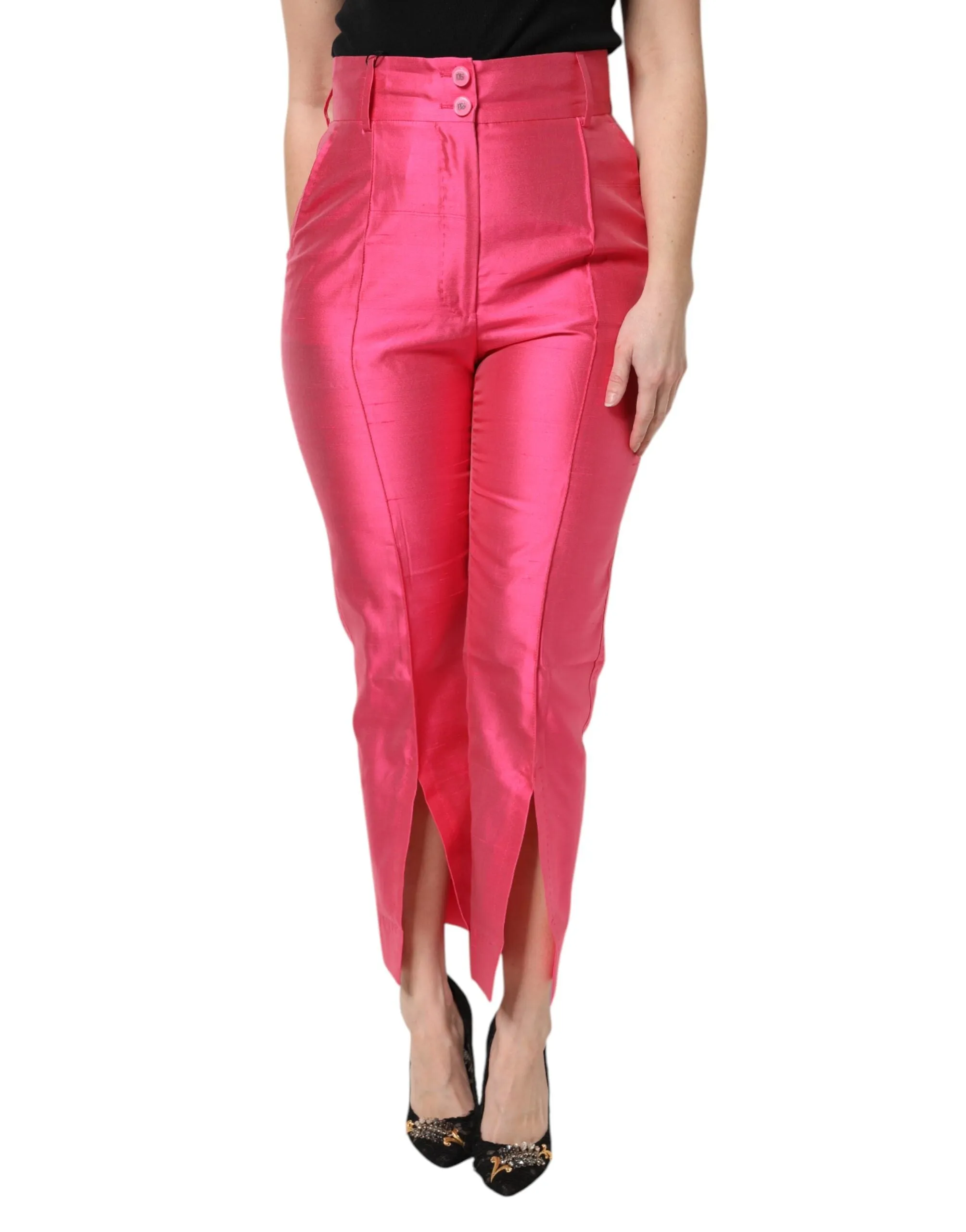 Pink Silk High Waist Tapered Pants sold by Lord & Taylor product image thumbnail 2