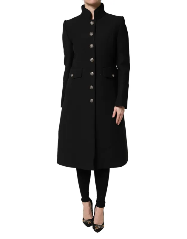 Black Wool Single Breasted Trench Coat Jacket sold by Lord & Taylor
