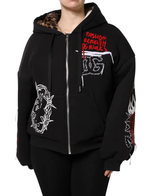 Black Embroidered Full Zip Hooded Jacket sold by Lord & Taylor