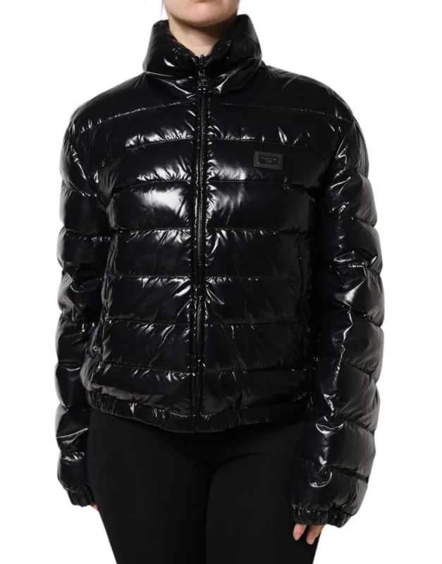 Black Logo Plaque Full Zip Puffer Jacket sold by Lord & Taylor