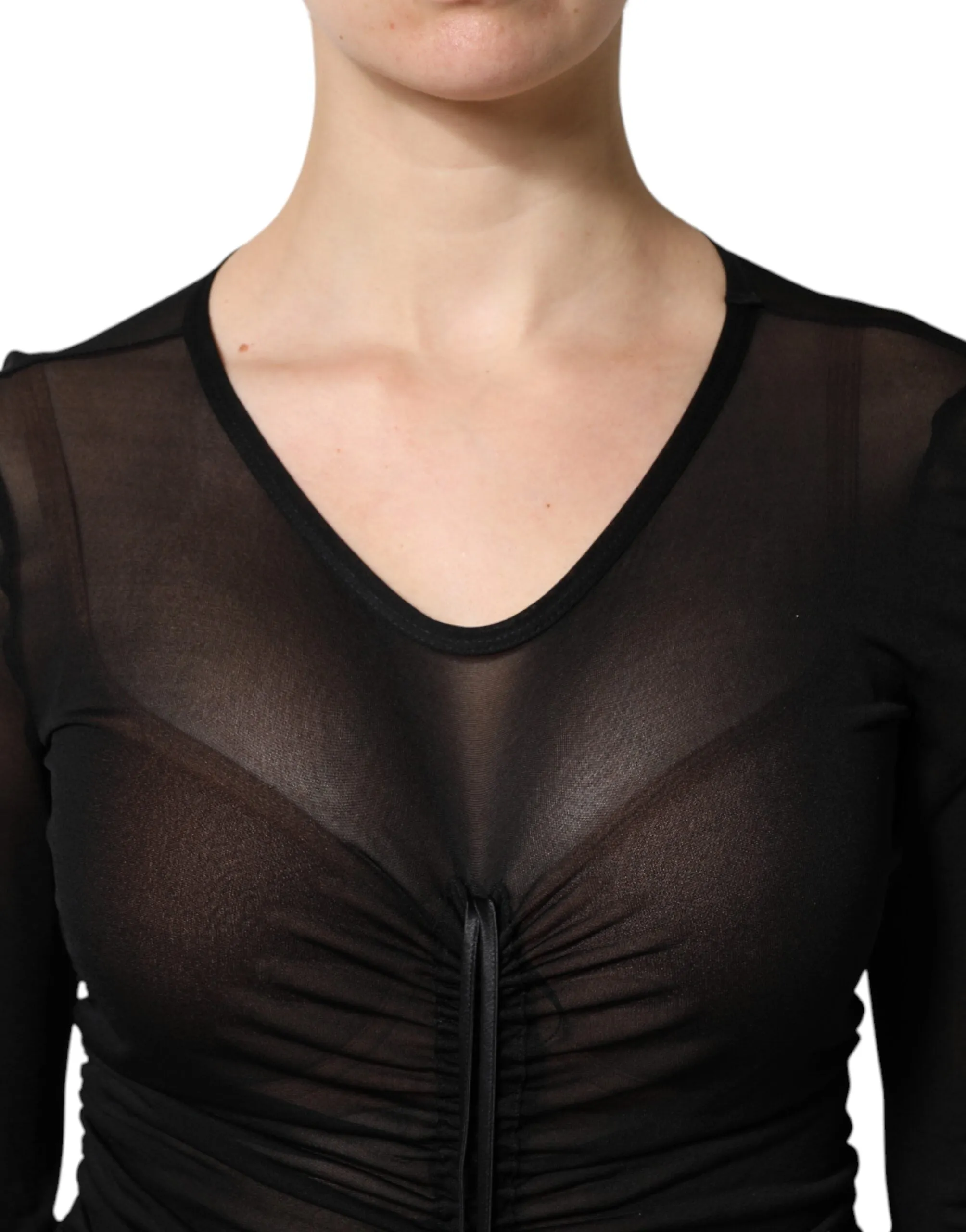 Black Mesh Trim Bodycon Long Sheath Dress sold by Lord & Taylor product image thumbnail 5