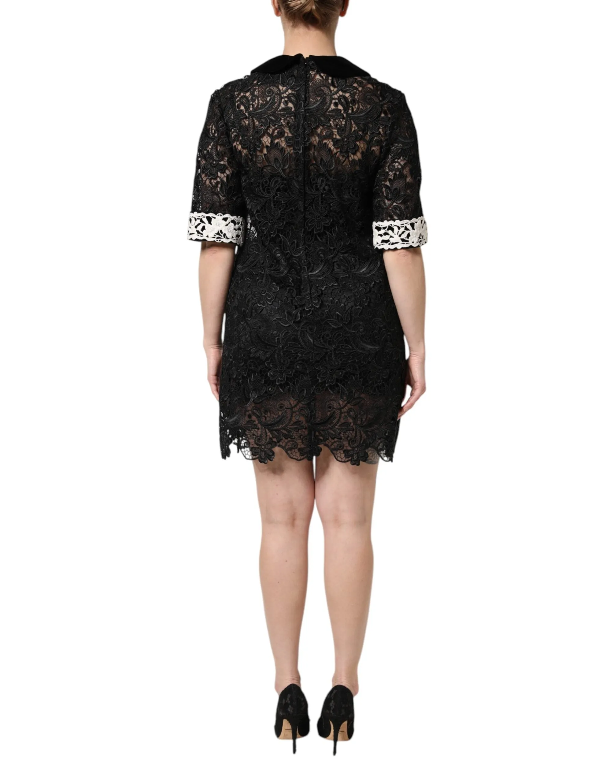 Black Floral Lace Embellished Mini Dress sold by Lord & Taylor product image thumbnail 4