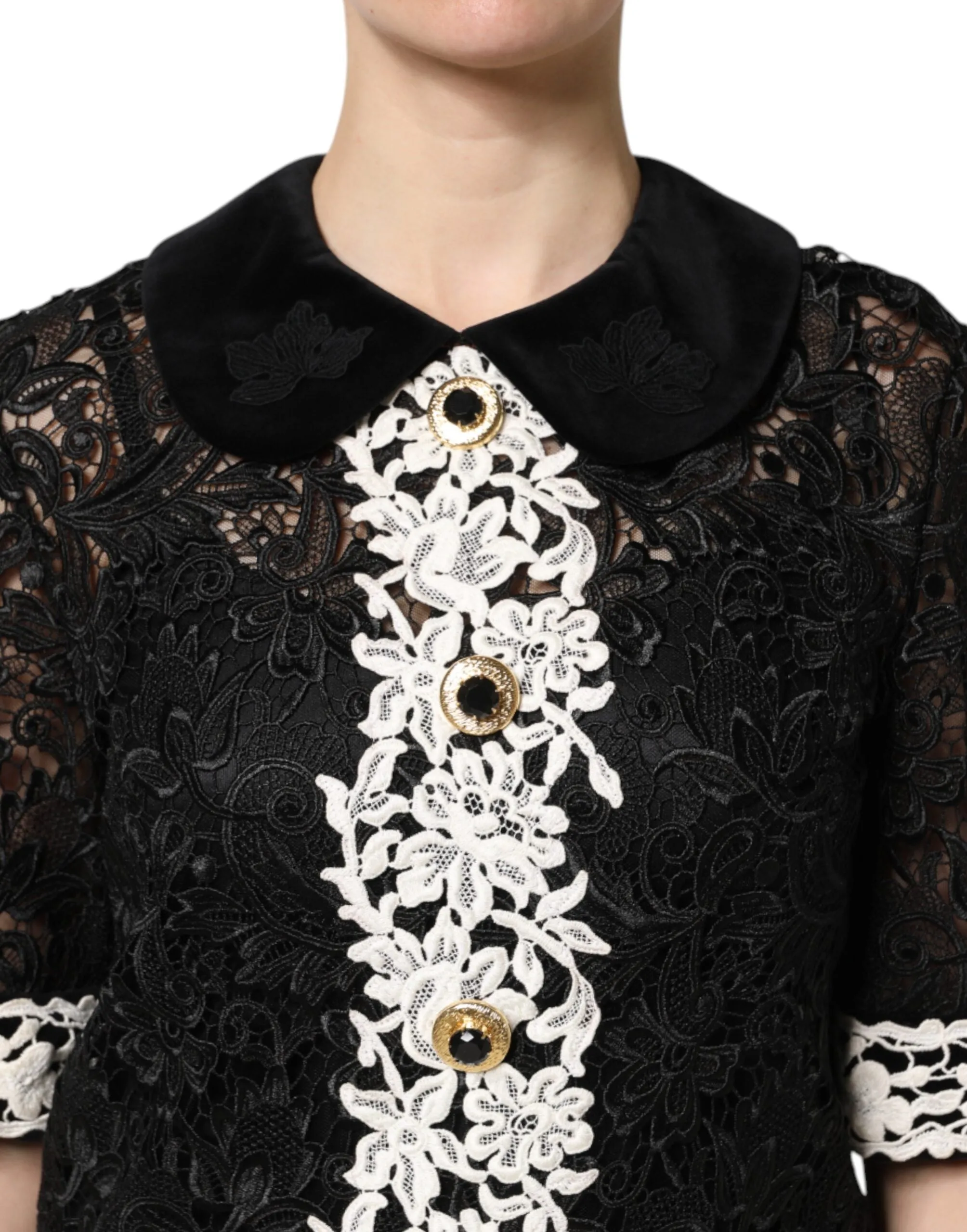 Black Floral Lace Embellished Mini Dress sold by Lord & Taylor product image thumbnail 5