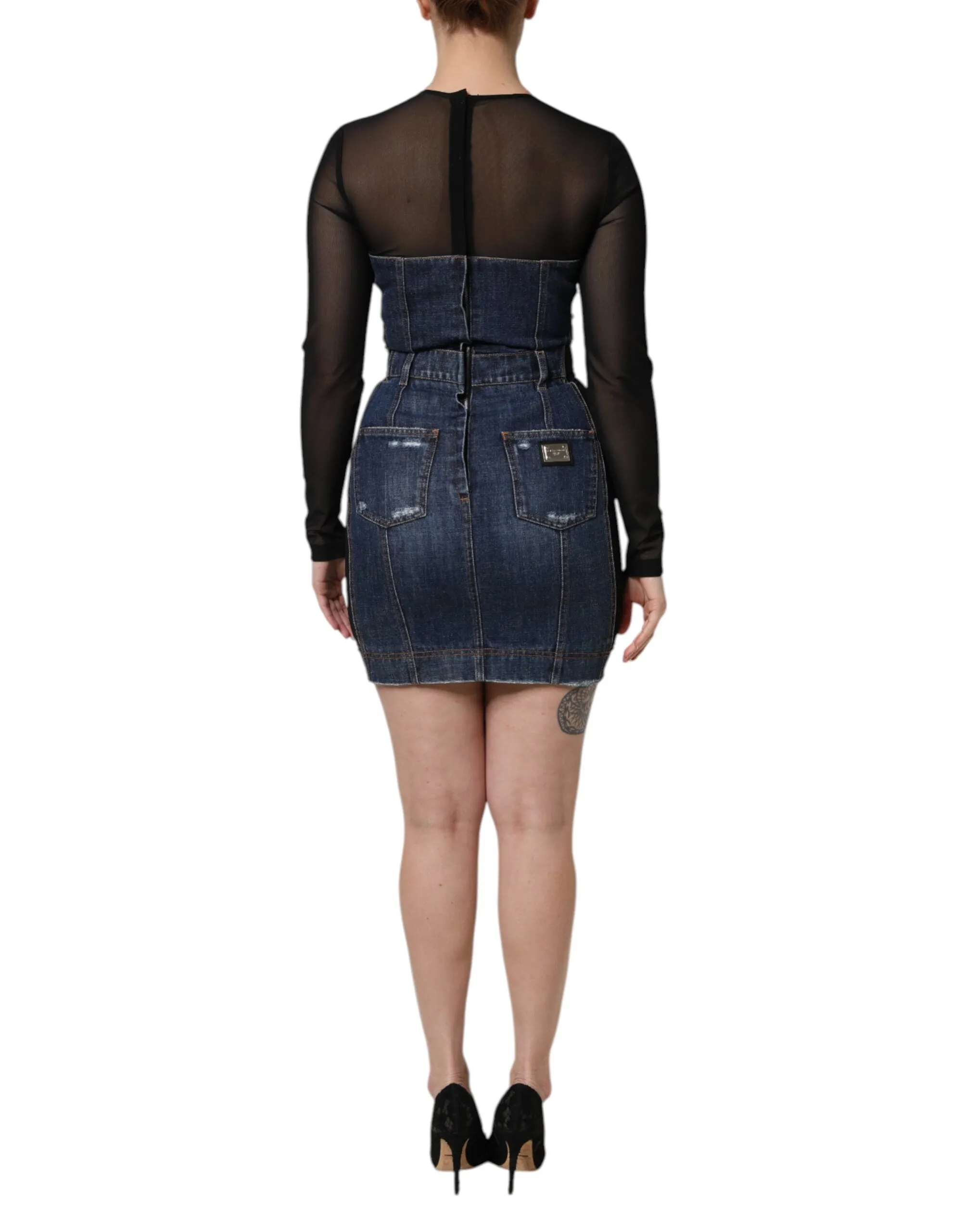 Black Blue Long Sleeves Denim Mini Dress sold by Lord & Taylor product image thumbnail 4