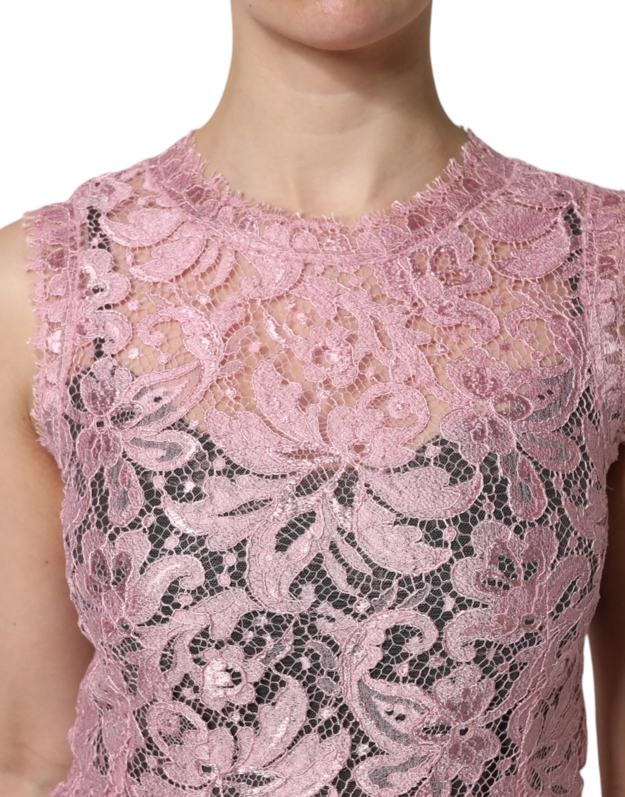 Pink Floral Lace Sleeveless Sheath Dress sold by Lord & Taylor product image thumbnail 5