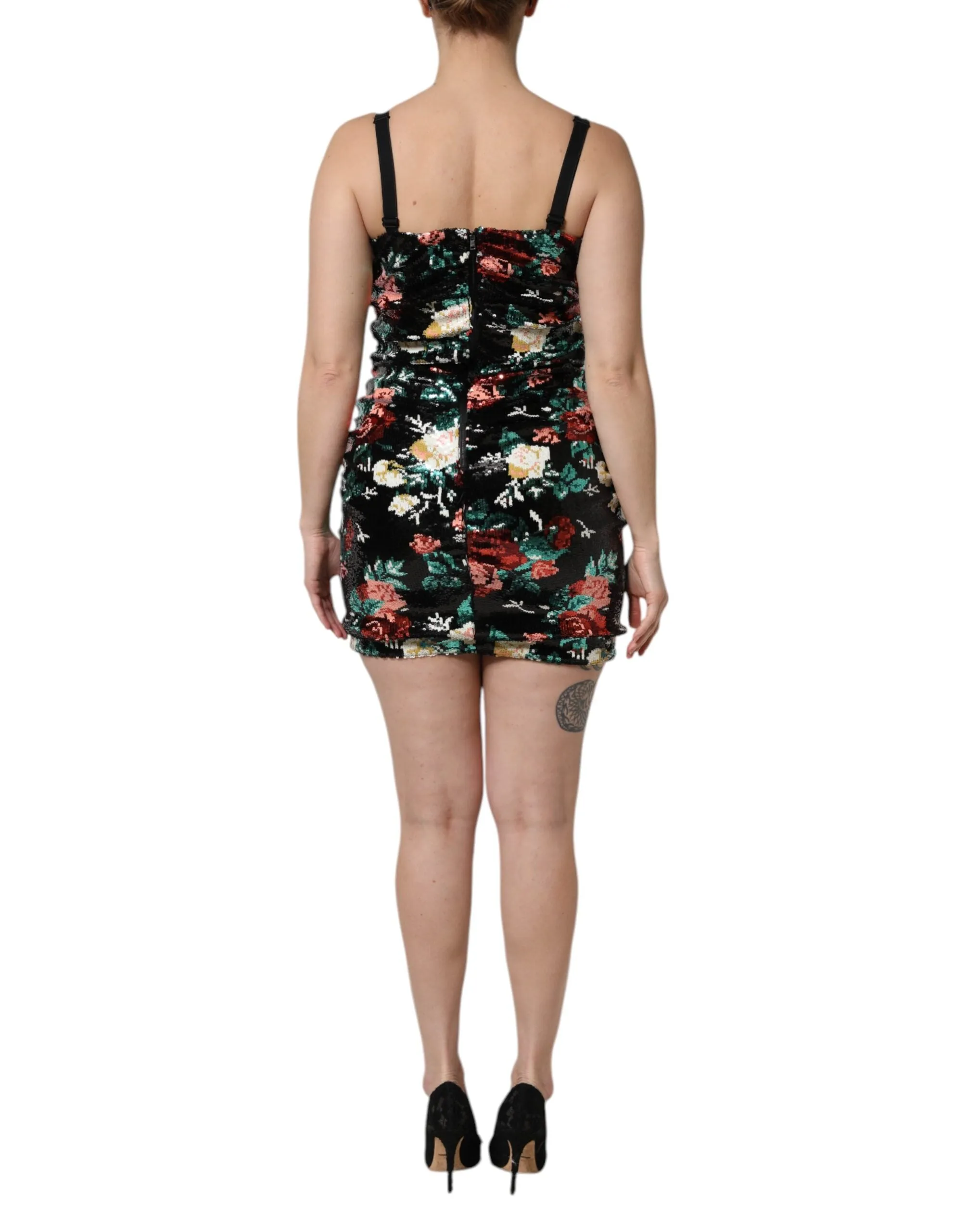 Black Floral Sequin Sleeveless Sheath Dress sold by Lord & Taylor product image thumbnail 4