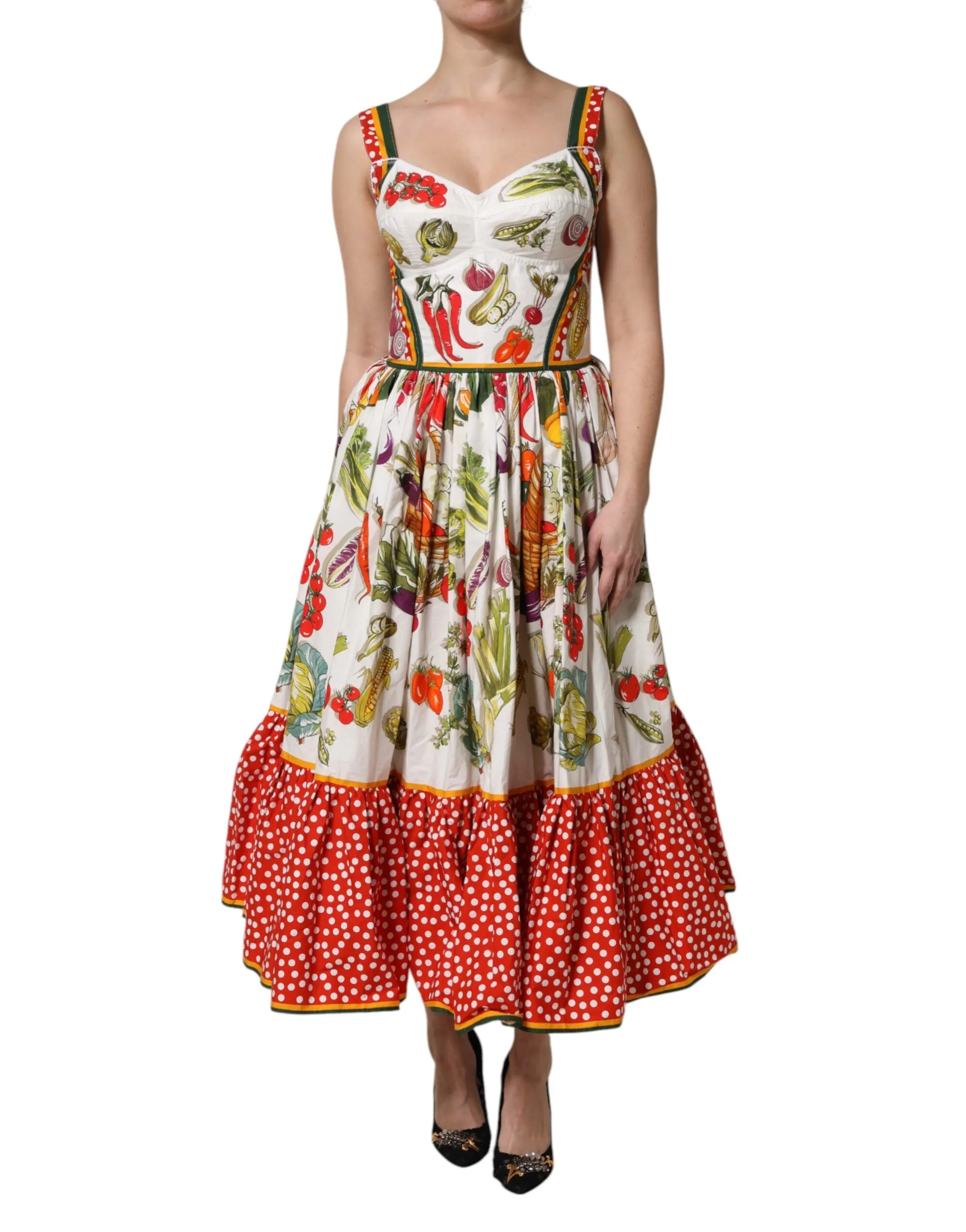 White Vegetables Sleeveless A-line Dress sold by Lord & Taylor