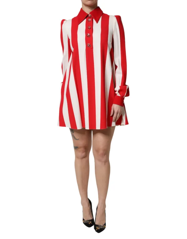 White Red Stripes Long Sleeves Mini Dress sold by Lord & Taylor