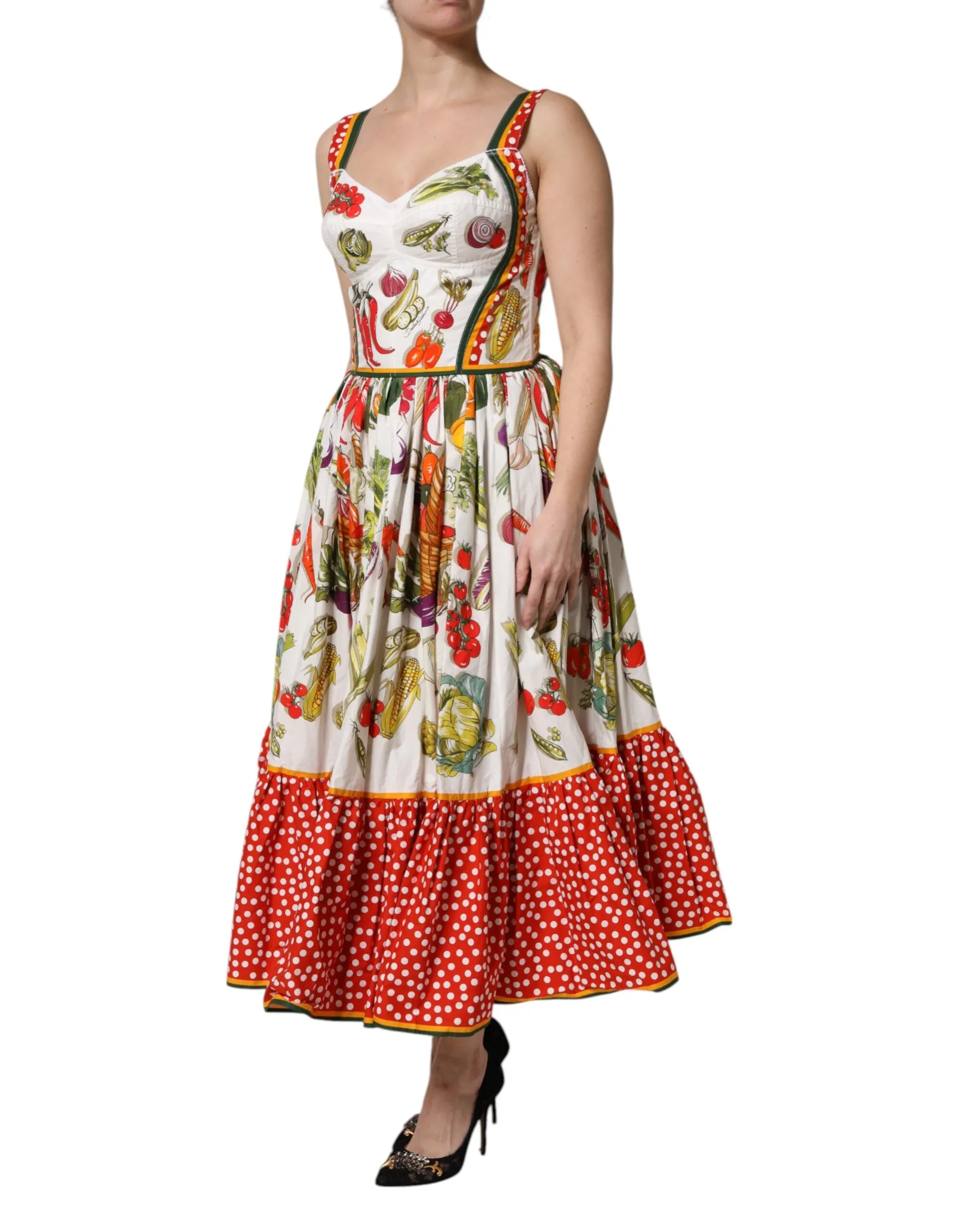 White Vegetables Sleeveless A-line Midi Dress sold by Lord & Taylor product image thumbnail 3