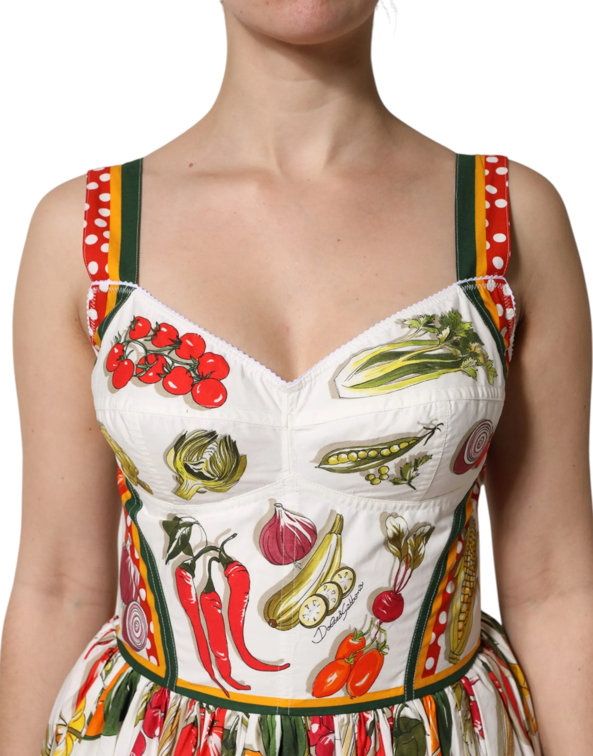 White Vegetables Sleeveless A-line Midi Dress sold by Lord & Taylor product image thumbnail 5
