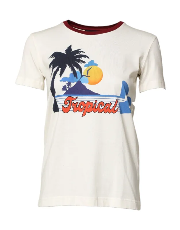 White Cotton Print Short Sleeves Top T-shirt sold by Lord & Taylor