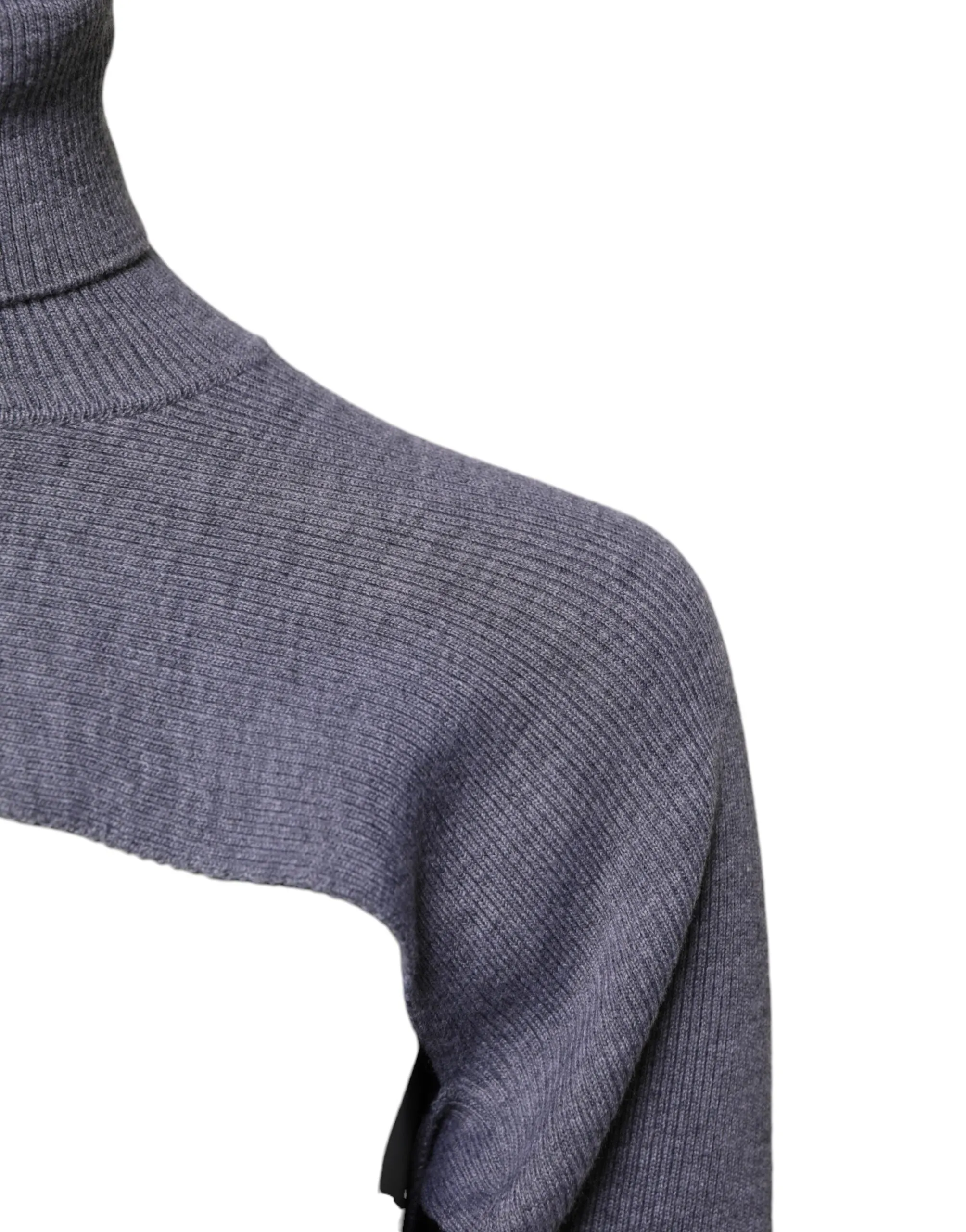 Gray Wool Knit Turtleneck Cropped Top Sweater sold by Lord & Taylor product image thumbnail 3