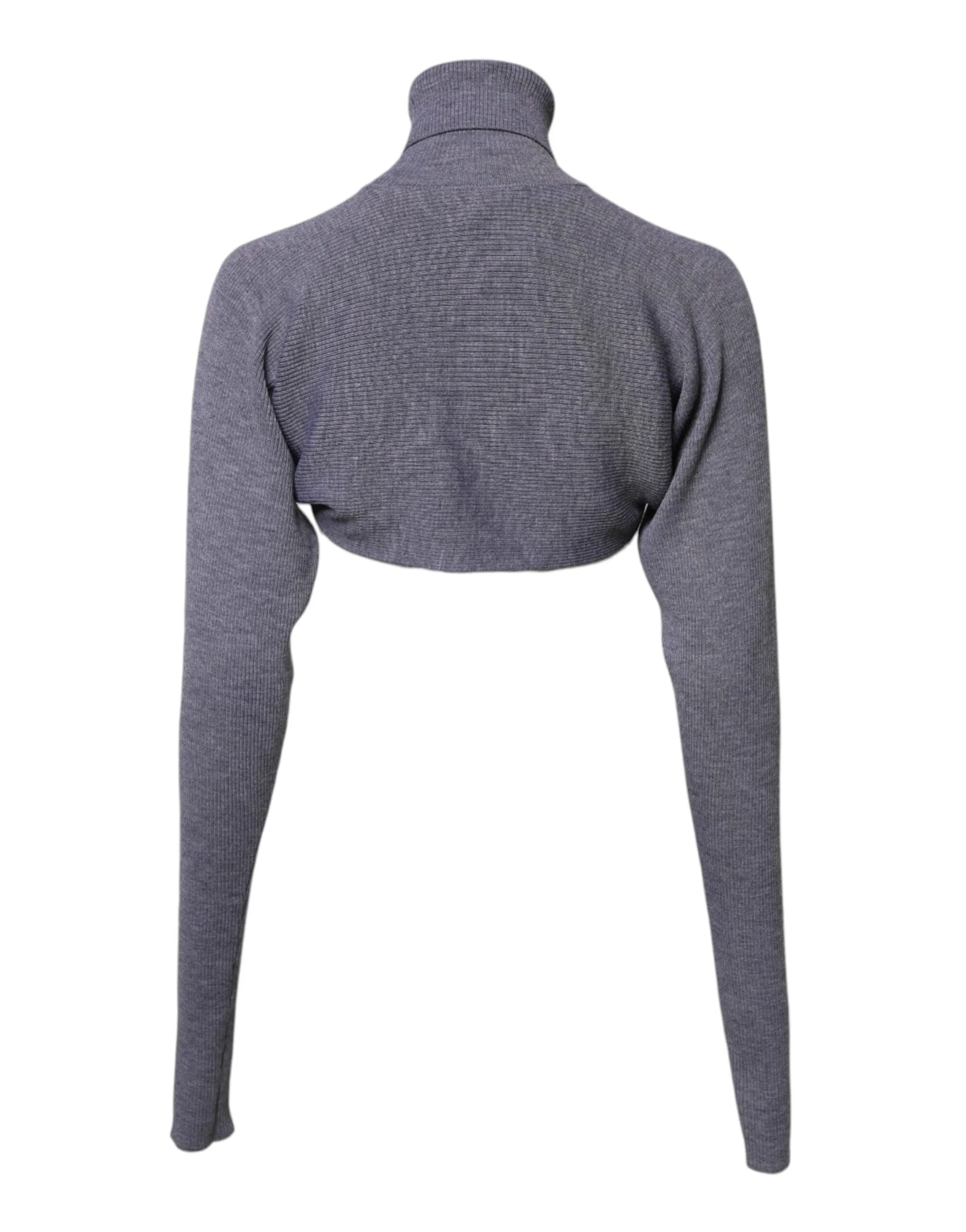Gray Wool Knit Turtleneck Cropped Top Sweater sold by Lord & Taylor product image thumbnail 4