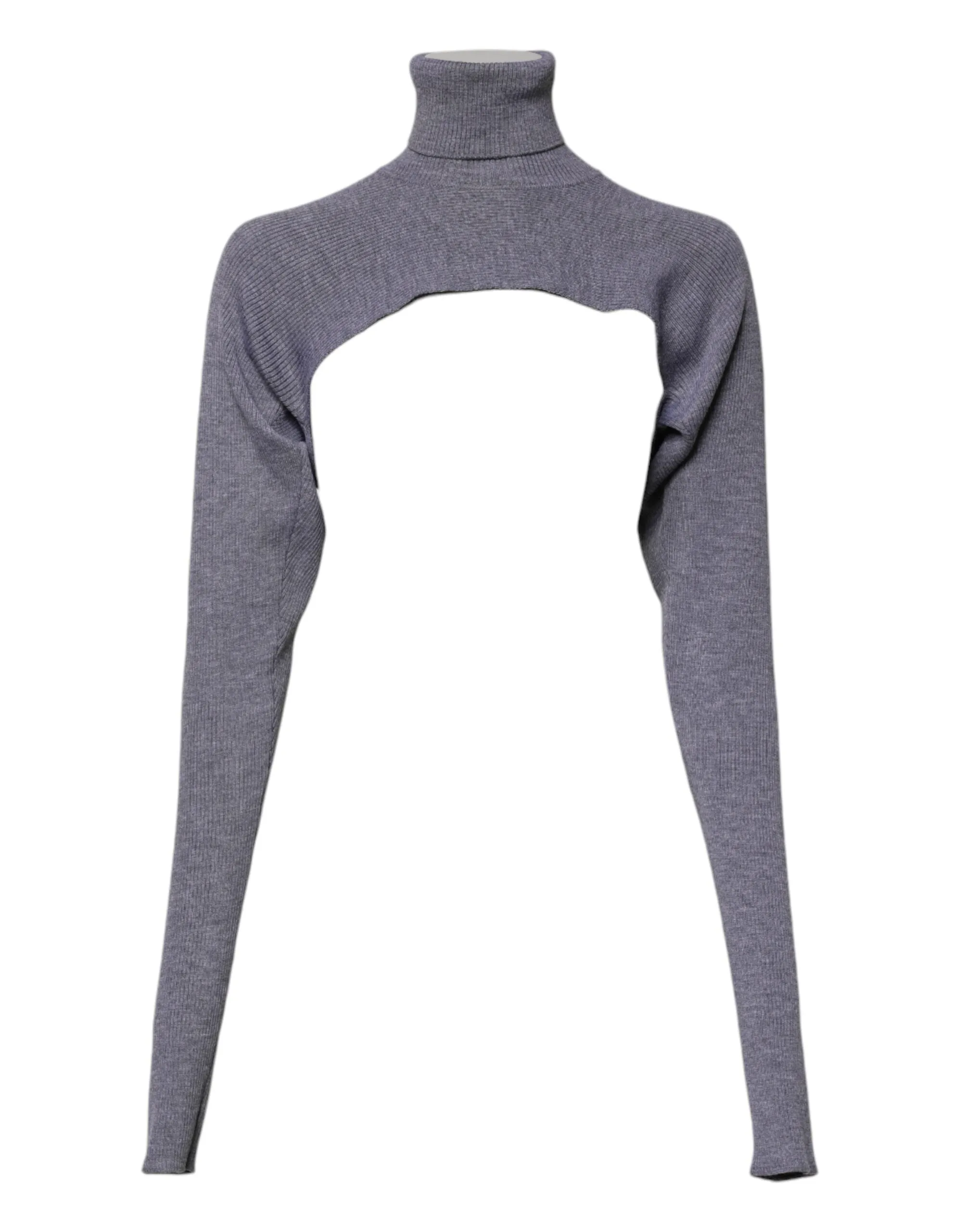 Gray Wool Knit Turtleneck Cropped Top Sweater sold by Lord & Taylor