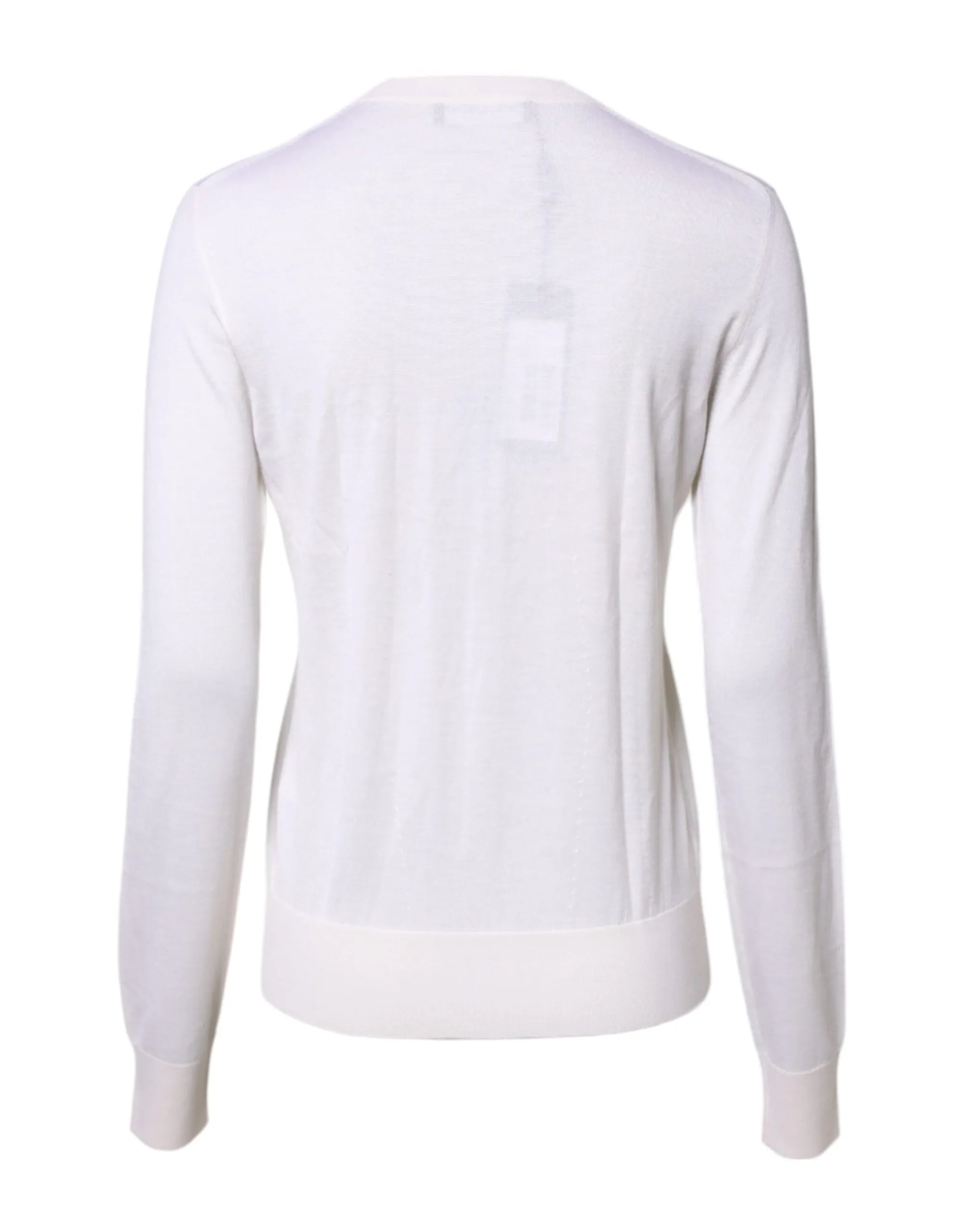 White Cashmere Crew Neck Top Cardigan Sweater sold by Lord & Taylor product image thumbnail 4