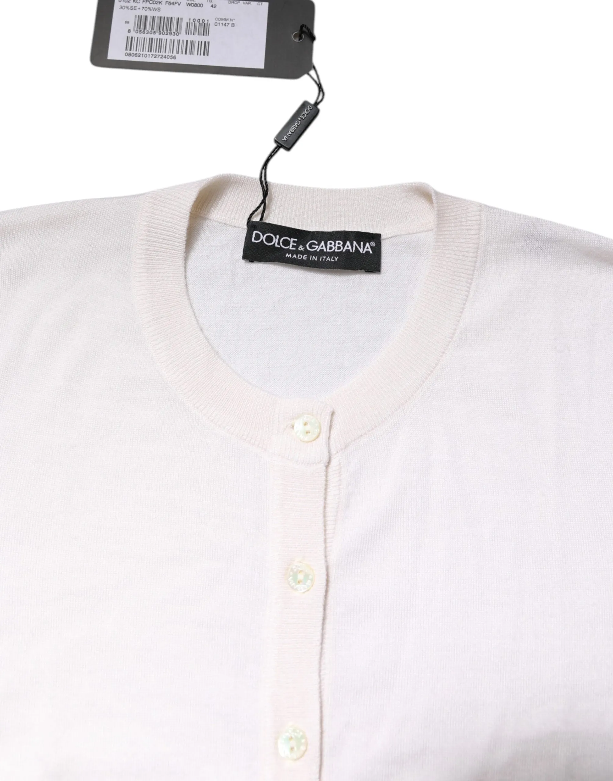 White Cashmere Crew Neck Top Cardigan Sweater sold by Lord & Taylor product image thumbnail 5
