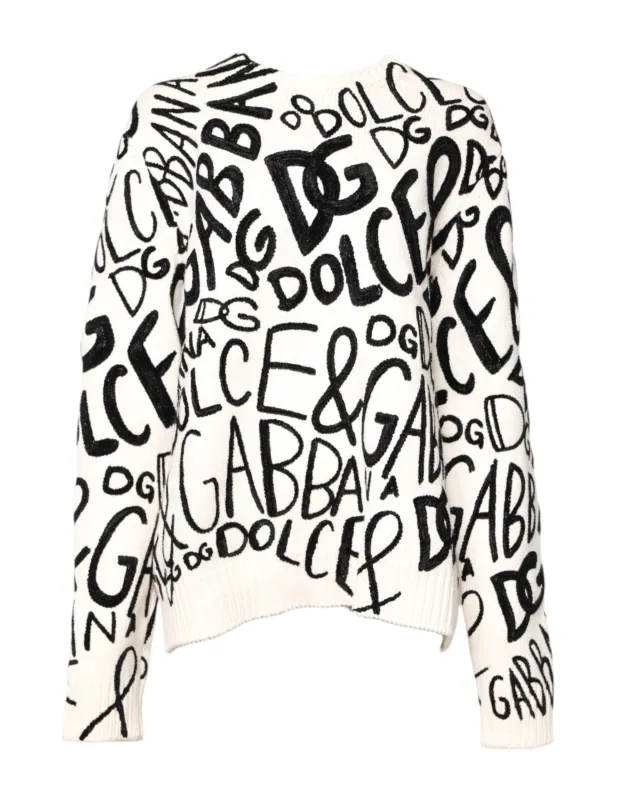 White Black Logo Print Women Pullover Sweater sold by Lord & Taylor