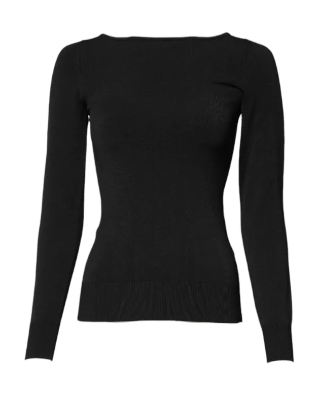 Black Viscose Long Sleeves Pullover Top sold by Lord & Taylor