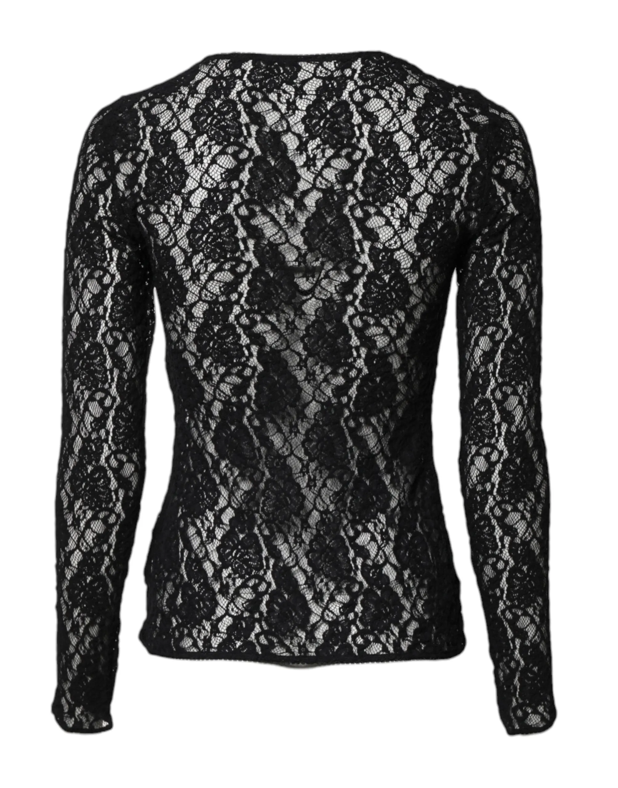 Black Floral Lace Long Sleeves Pullover Top sold by Lord & Taylor product image thumbnail 4