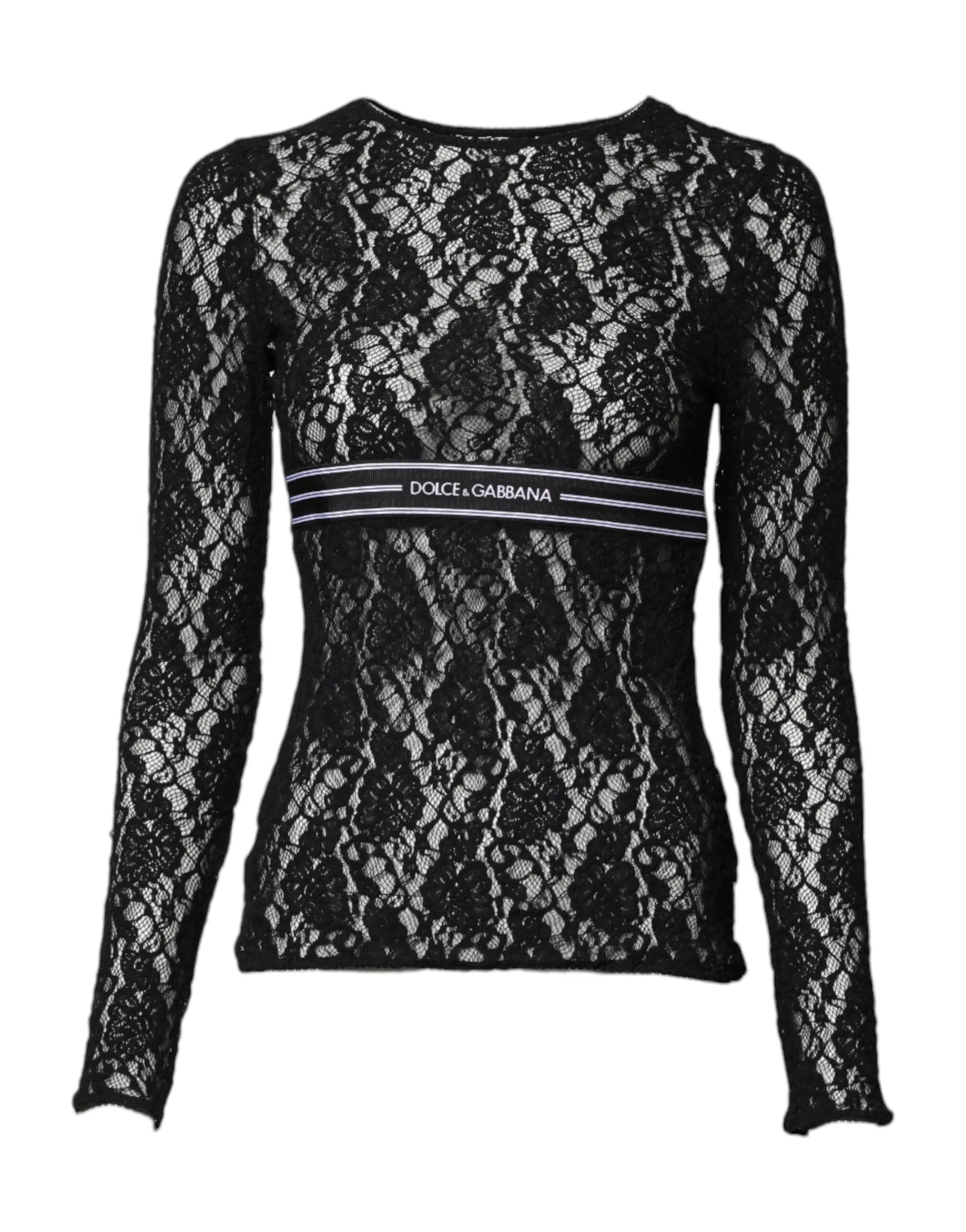 Black Floral Lace Long Sleeves Pullover Top sold by Lord & Taylor