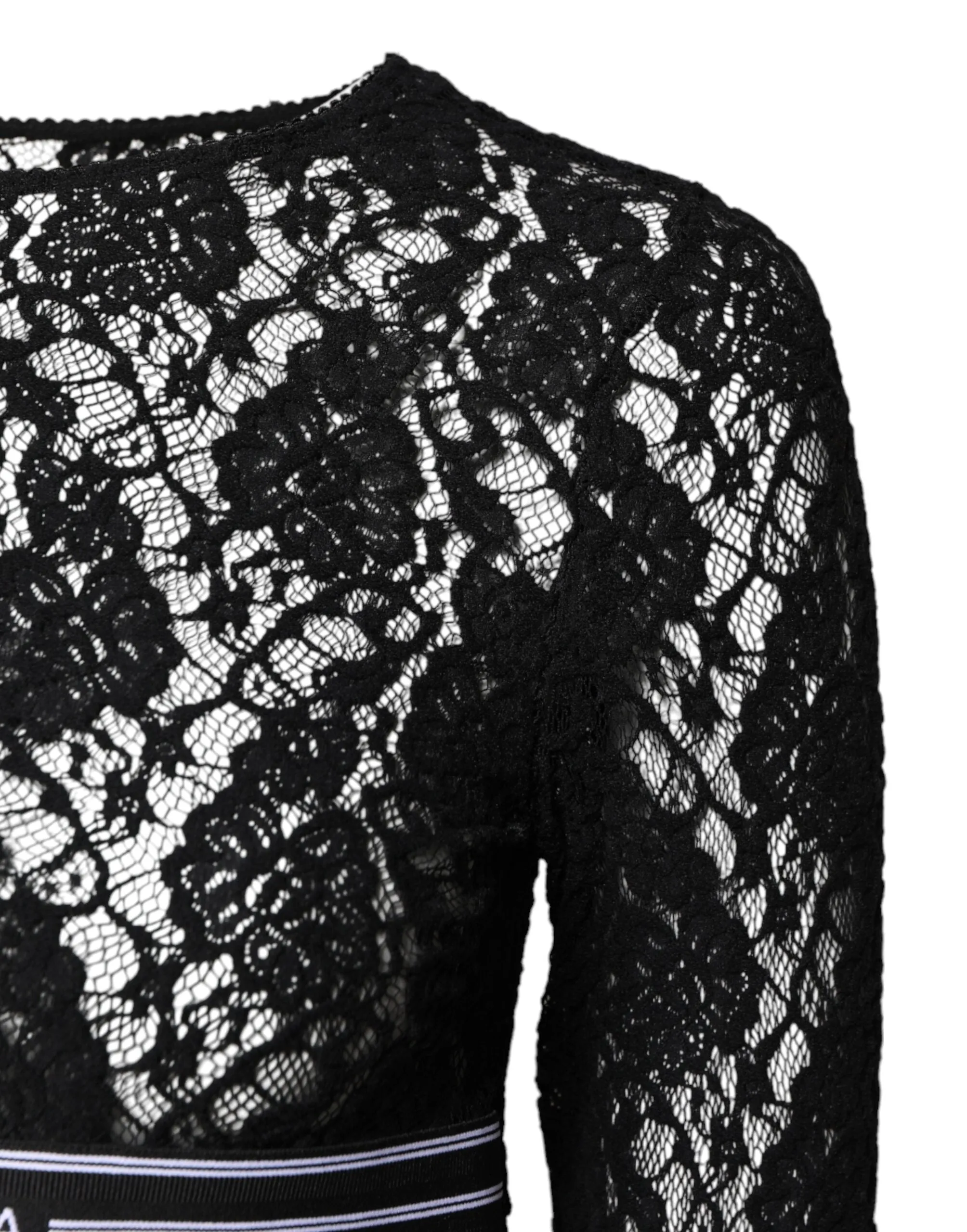 Black Floral Lace Long Sleeves Pullover Top sold by Lord & Taylor product image thumbnail 3