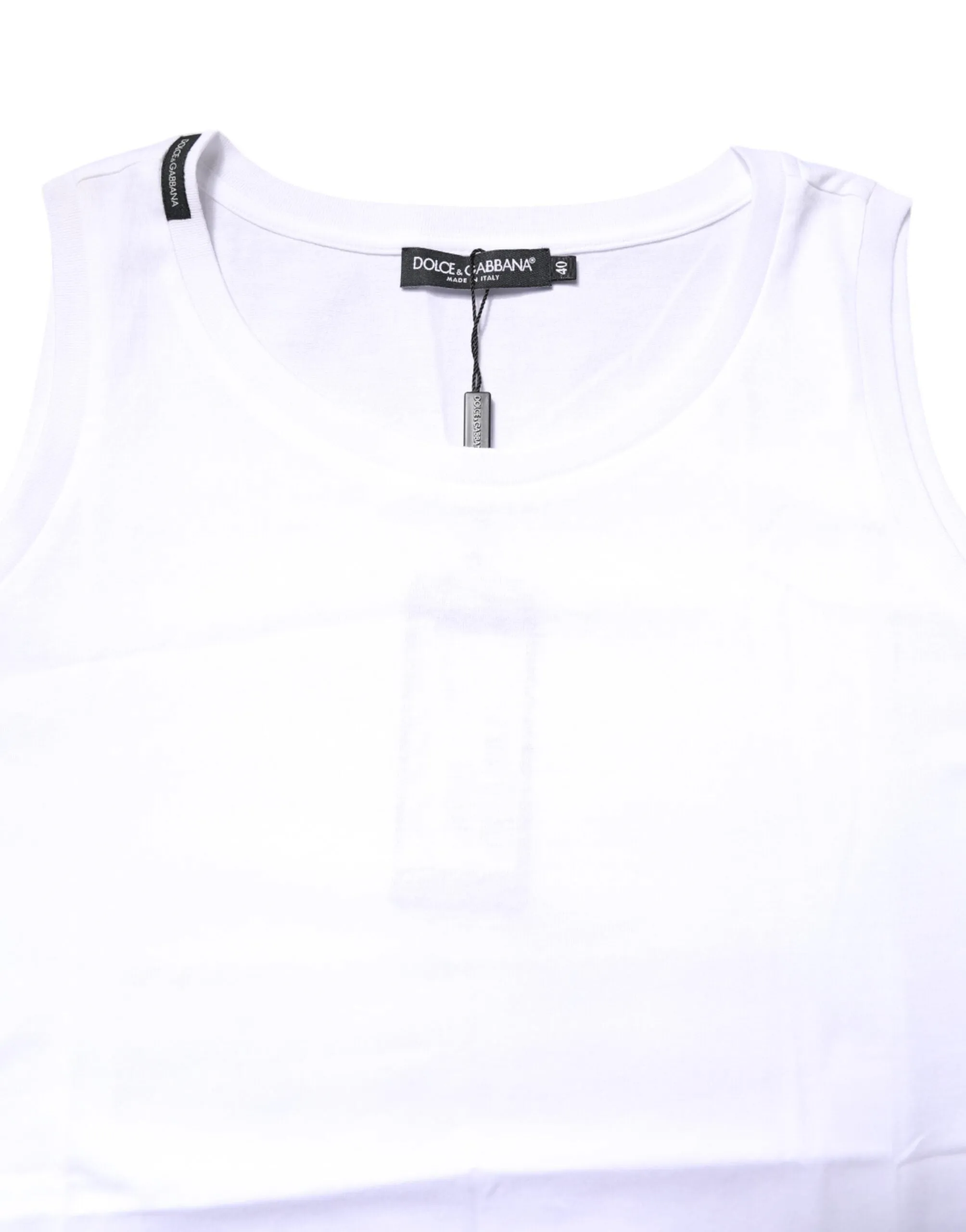 White Cotton Sleeveless Crew Neck T-shirt sold by Lord & Taylor product image thumbnail 5