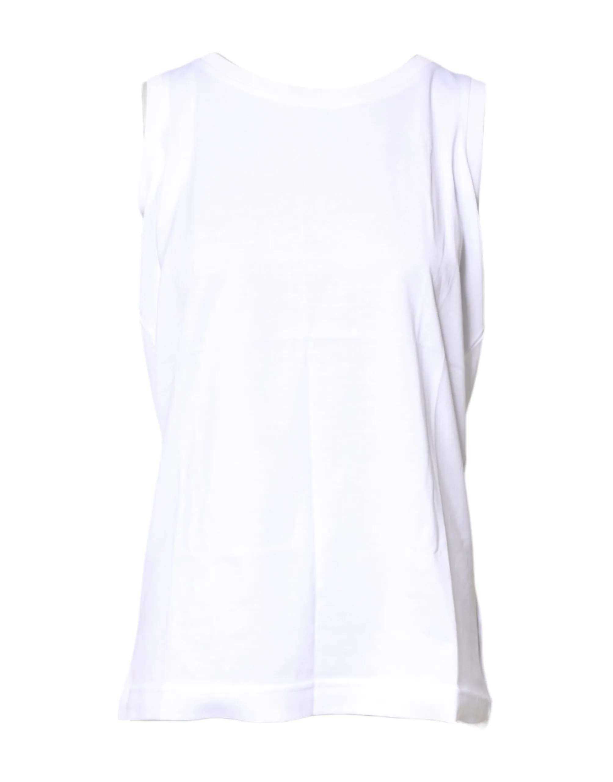 White Cotton Sleeveless Crew Neck T-shirt sold by Lord & Taylor product image thumbnail 2