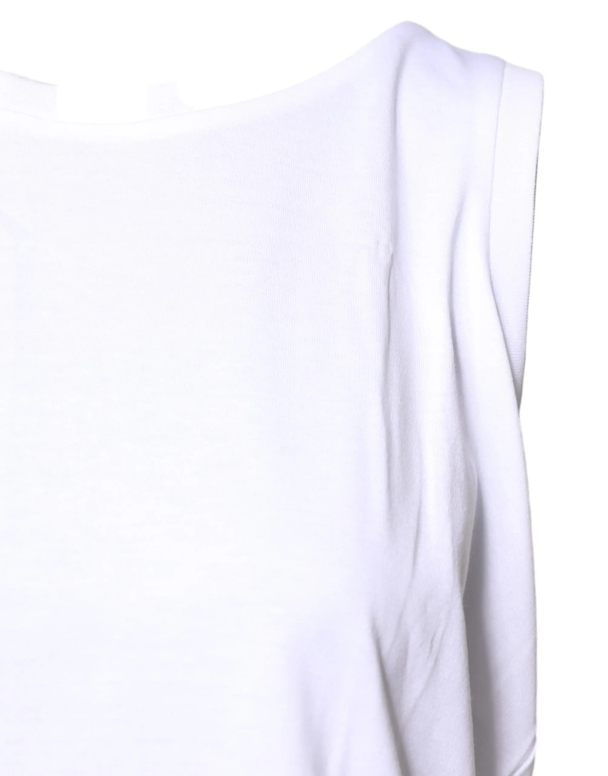 White Cotton Sleeveless Crew Neck T-shirt sold by Lord & Taylor product image thumbnail 3