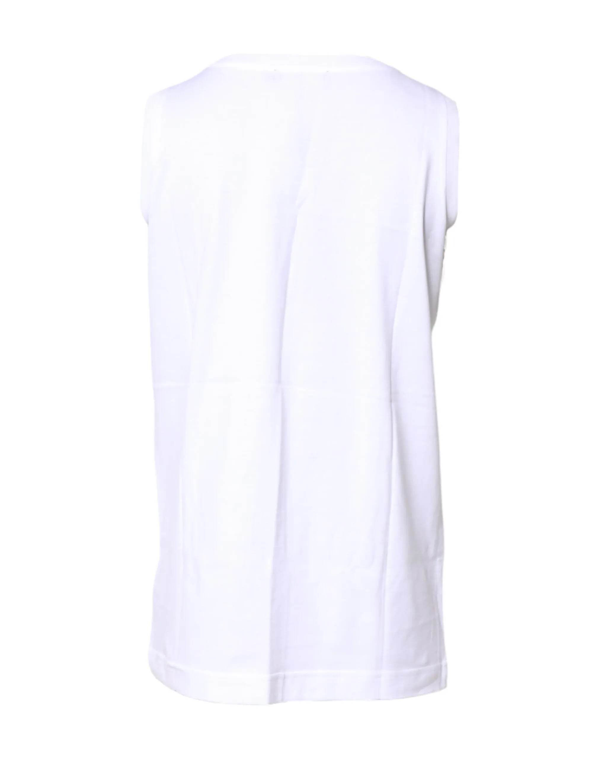 White Cotton Sleeveless Crew Neck T-shirt sold by Lord & Taylor product image thumbnail 4