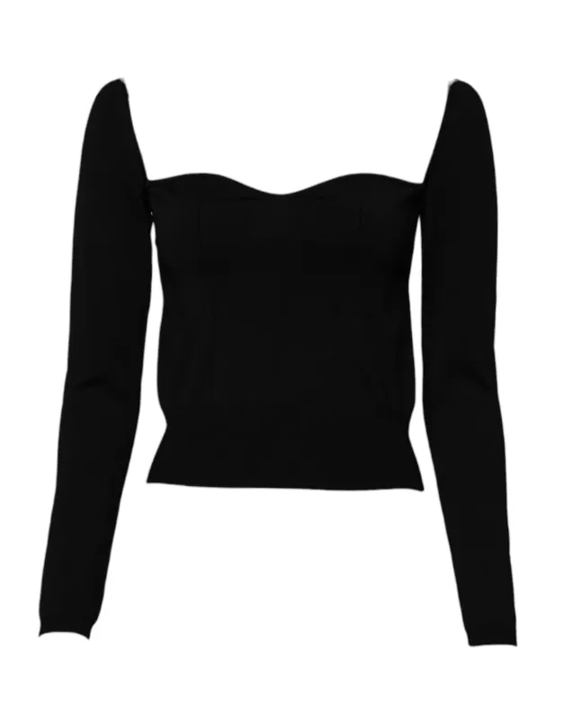 Black Square Neckline Long Sleeves Sweater sold by Lord & Taylor