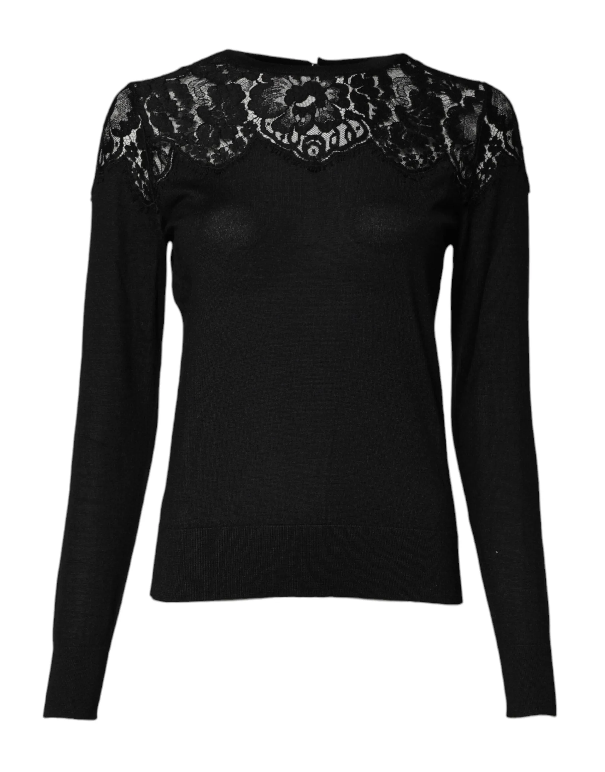 Black Floral Lace Long Sleeves Blouse Top sold by Lord & Taylor product image thumbnail 2