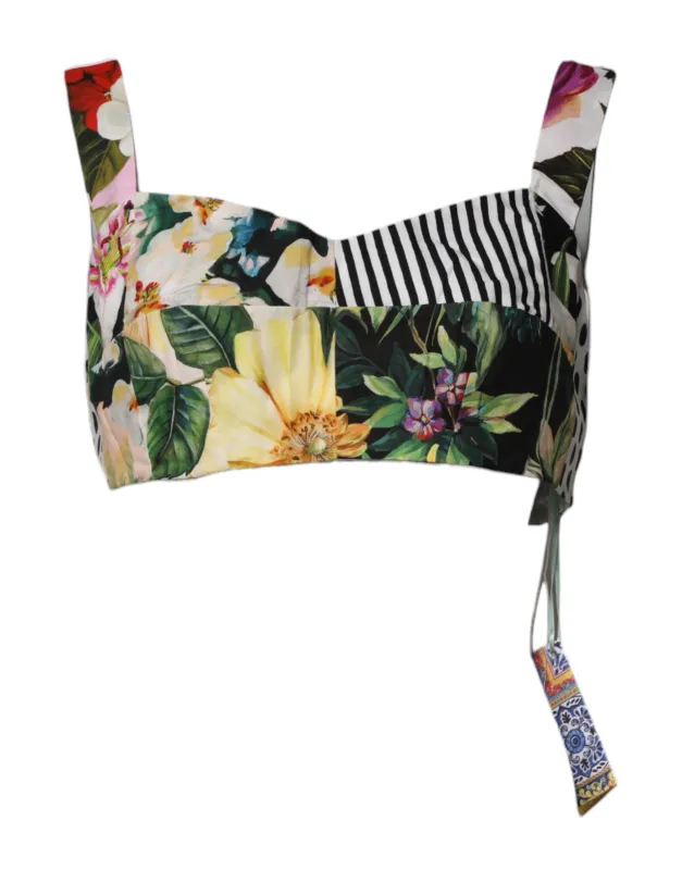 Multicolor Sweetheart Neck Patchwork Crop Top sold by Lord & Taylor