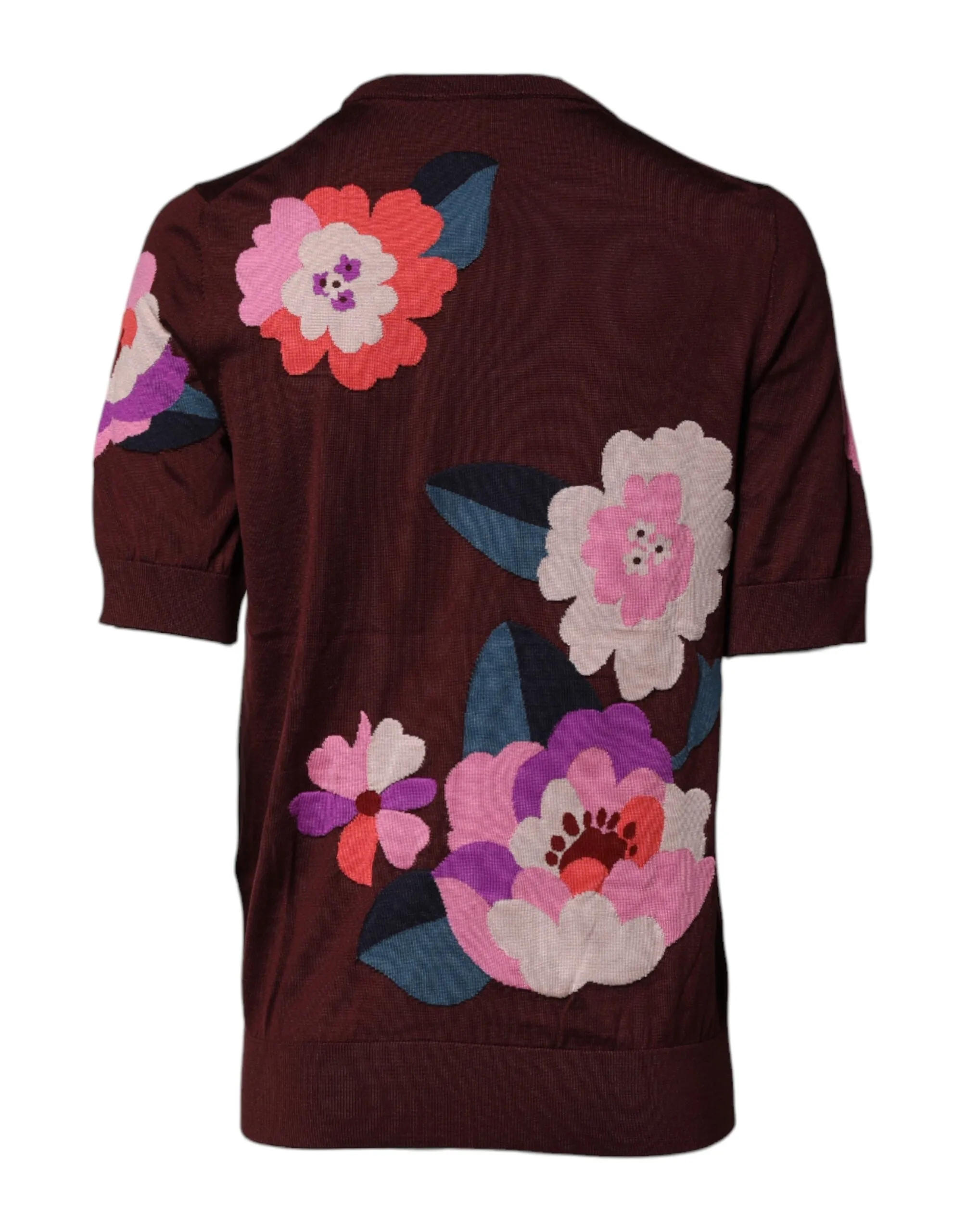 Maroon Floral Silk Crew Neck Blouse Top sold by Lord & Taylor product image thumbnail 4