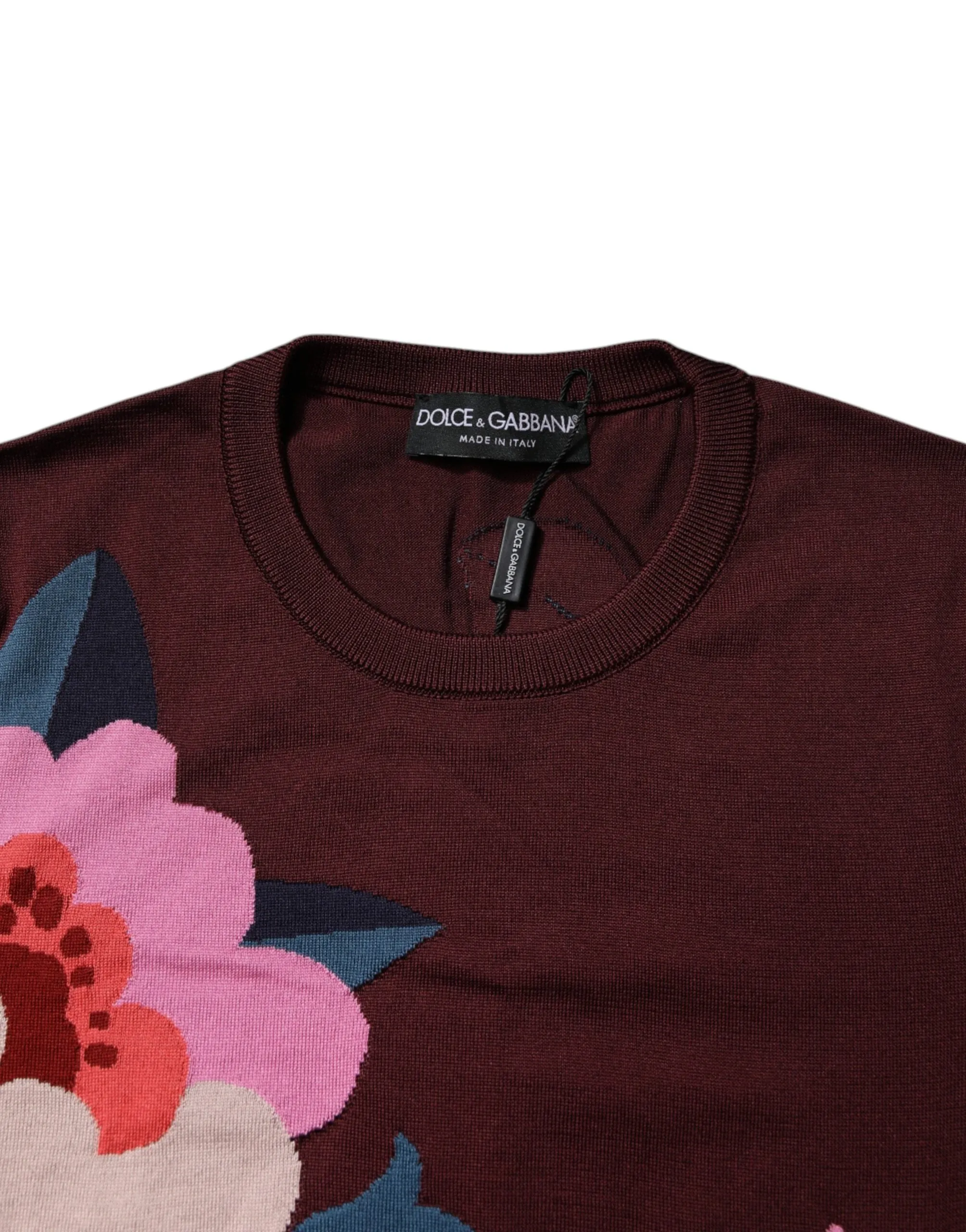 Maroon Floral Silk Crew Neck Blouse Top sold by Lord & Taylor product image thumbnail 5