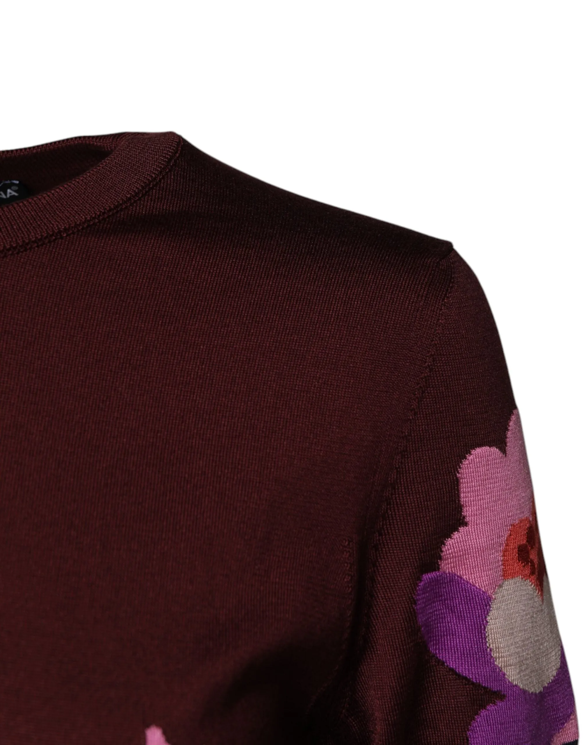 Maroon Floral Silk Crew Neck Blouse Top sold by Lord & Taylor product image thumbnail 3