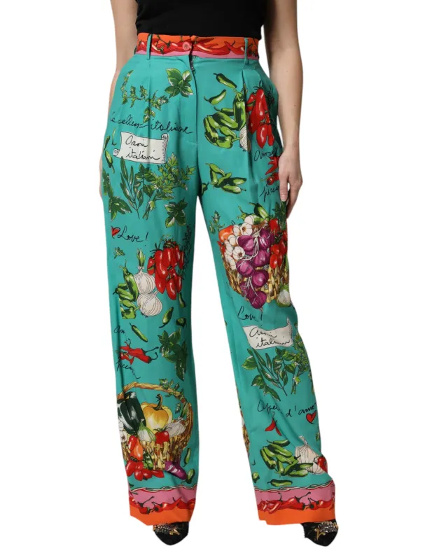 Green Silk Printed Straight Pants sold by Lord & Taylor