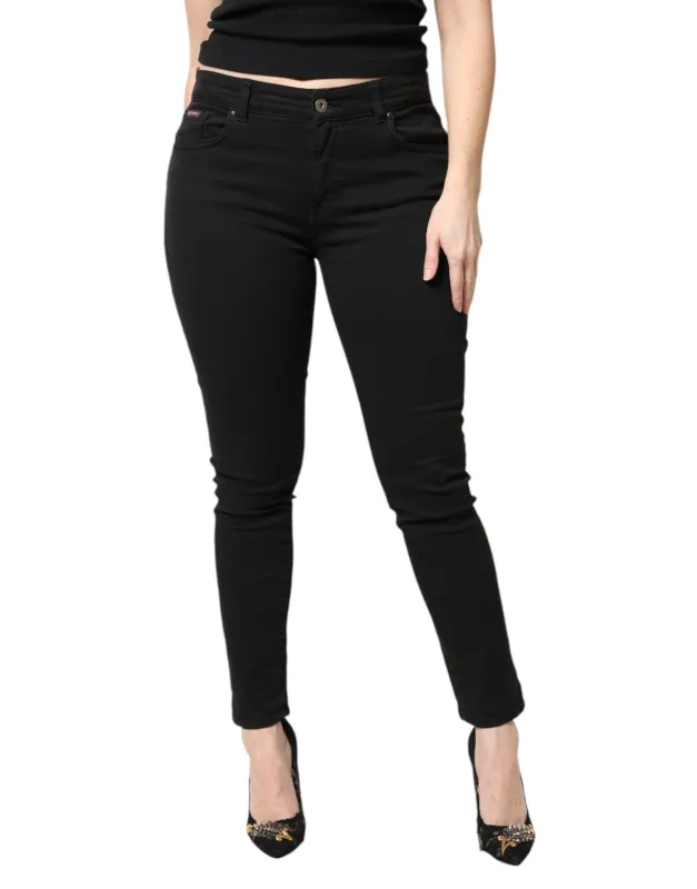 Black Cotton Mid Waisted Skinny Denim Jeans sold by Lord & Taylor