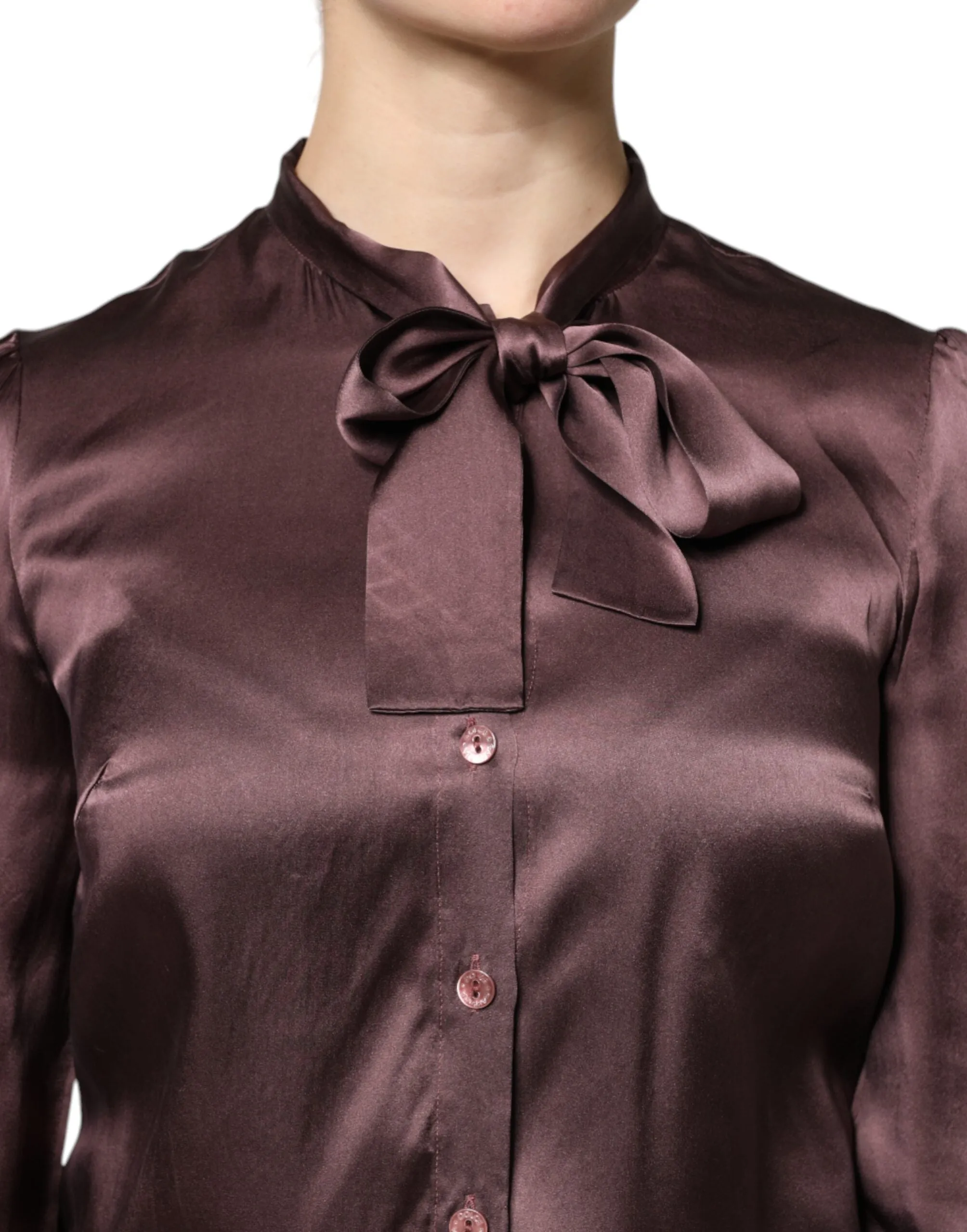 Brown Ascot Collar Long Sleeve Blouse Top sold by Lord & Taylor product image thumbnail 5