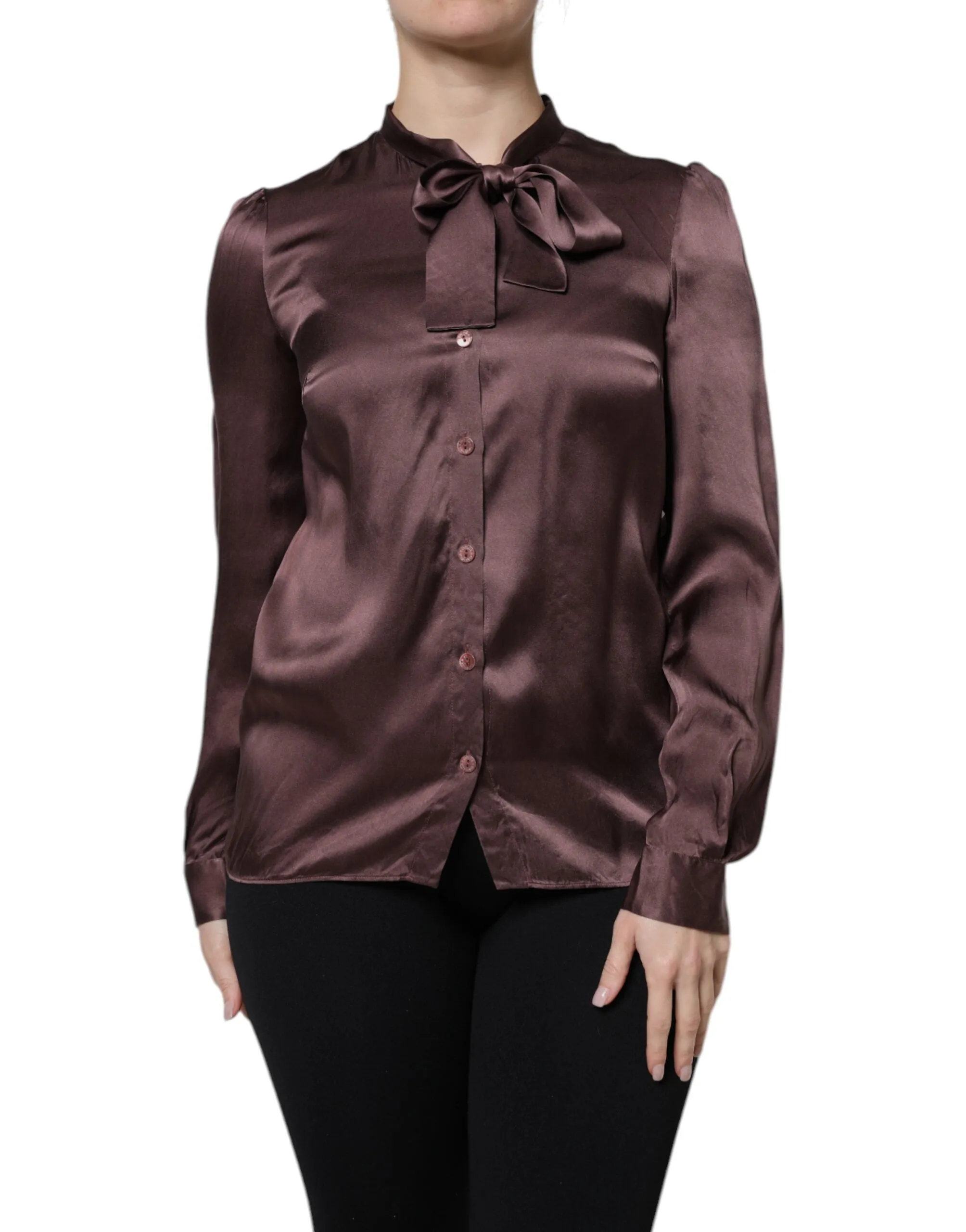 Brown Ascot Collar Long Sleeve Blouse Top sold by Lord & Taylor product image thumbnail 2