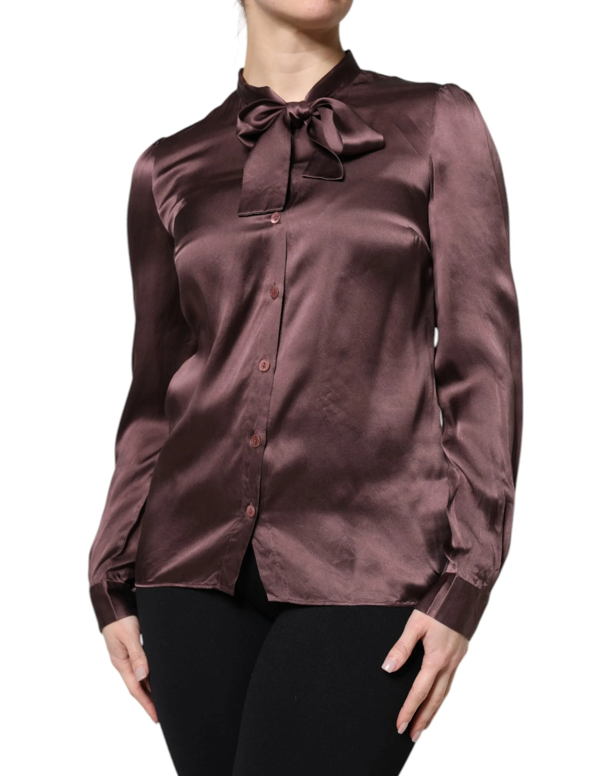 Brown Ascot Collar Long Sleeve Blouse Top sold by Lord & Taylor product image thumbnail 3