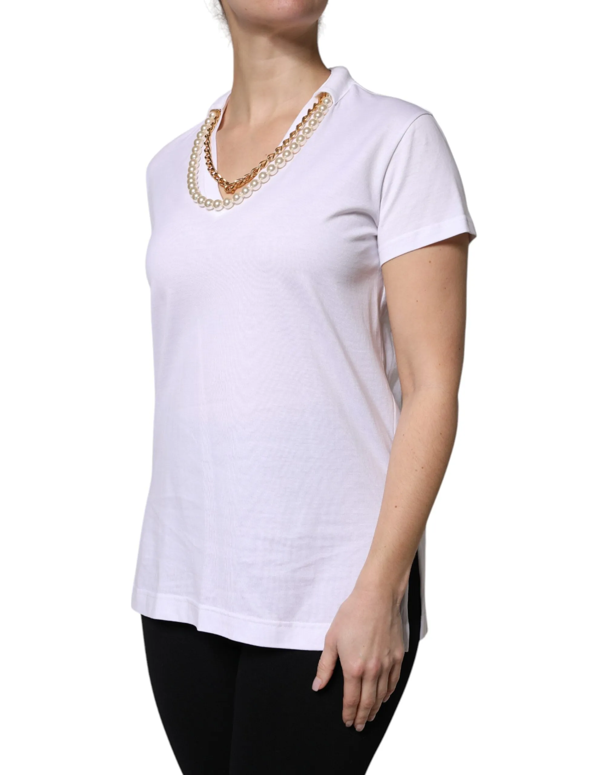 White Necklace Cotton Short Sleeve T-shirt sold by Lord & Taylor product image thumbnail 3