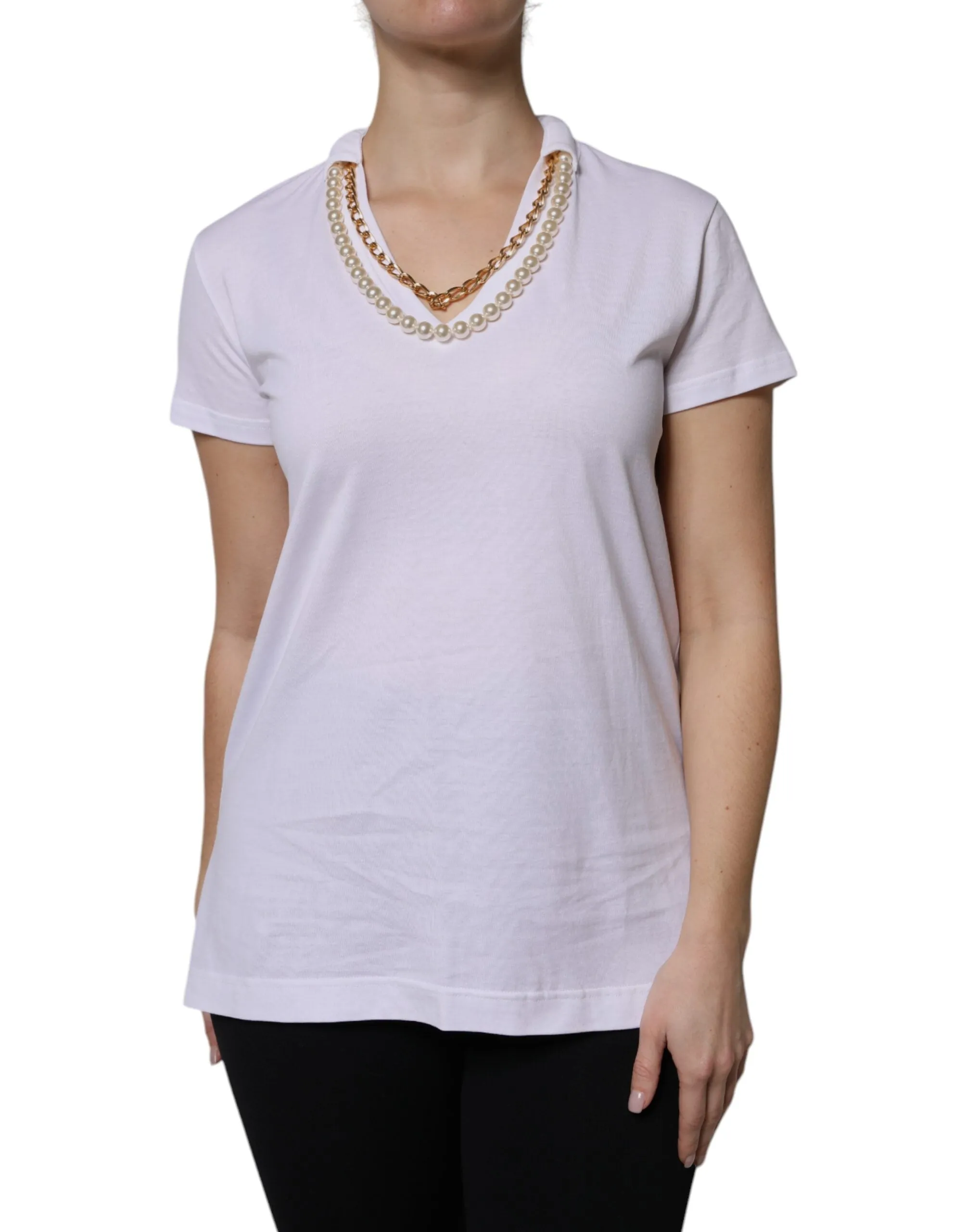 White Necklace Cotton Short Sleeve T-shirt sold by Lord & Taylor product image thumbnail 2