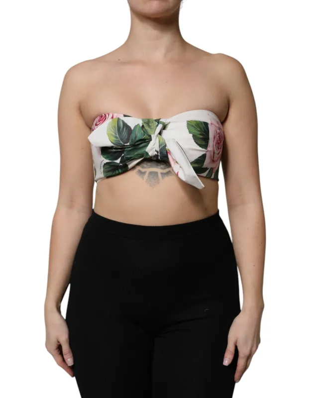 White Floral Print Cropped Bustier Corset Top sold by Lord & Taylor