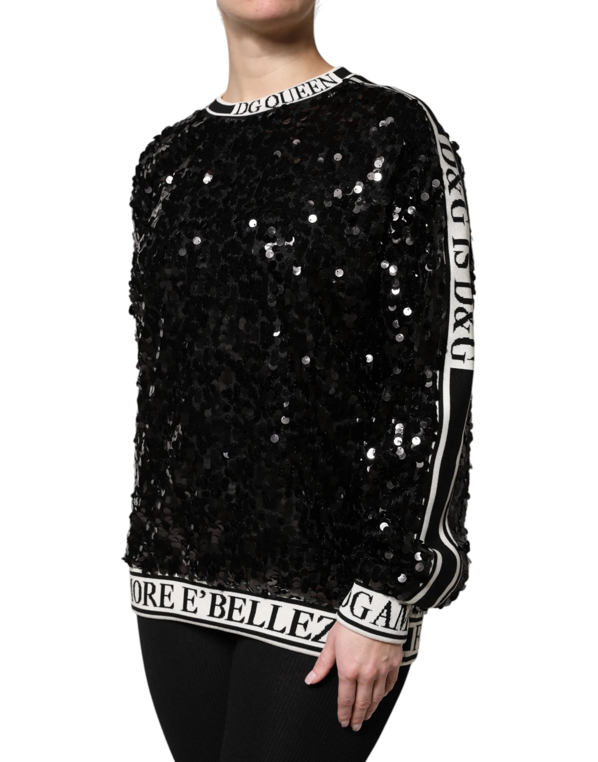 Black DG Queen Sequin Pullover Sweater sold by Lord & Taylor product image thumbnail 3